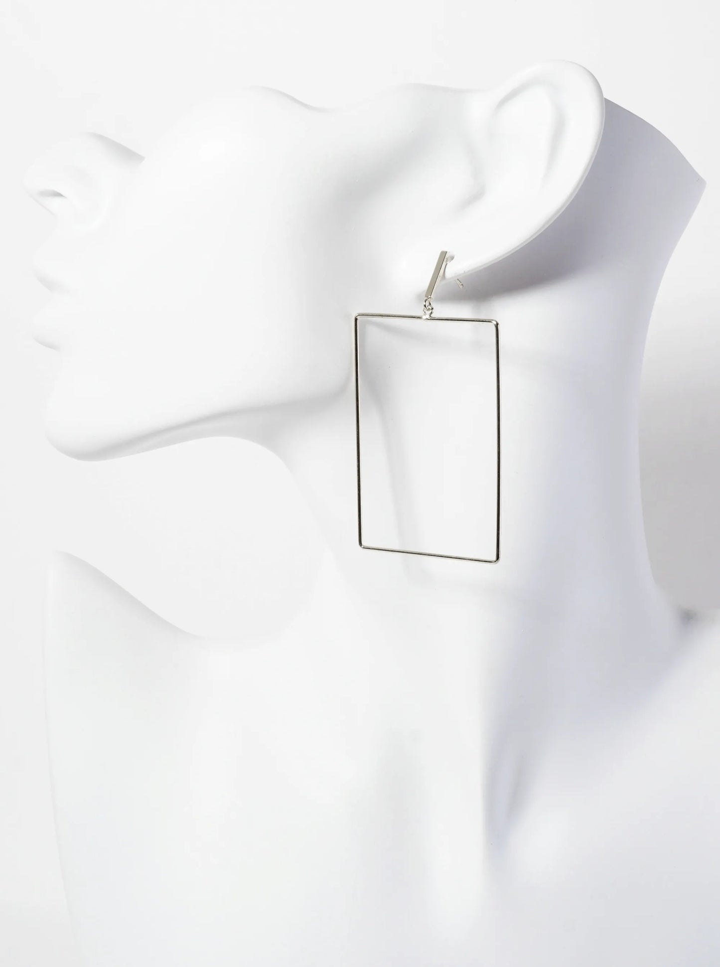 Polished Brass 2-inch Delicate Rectangle Drop 18K-Gold-Dipped Earrings