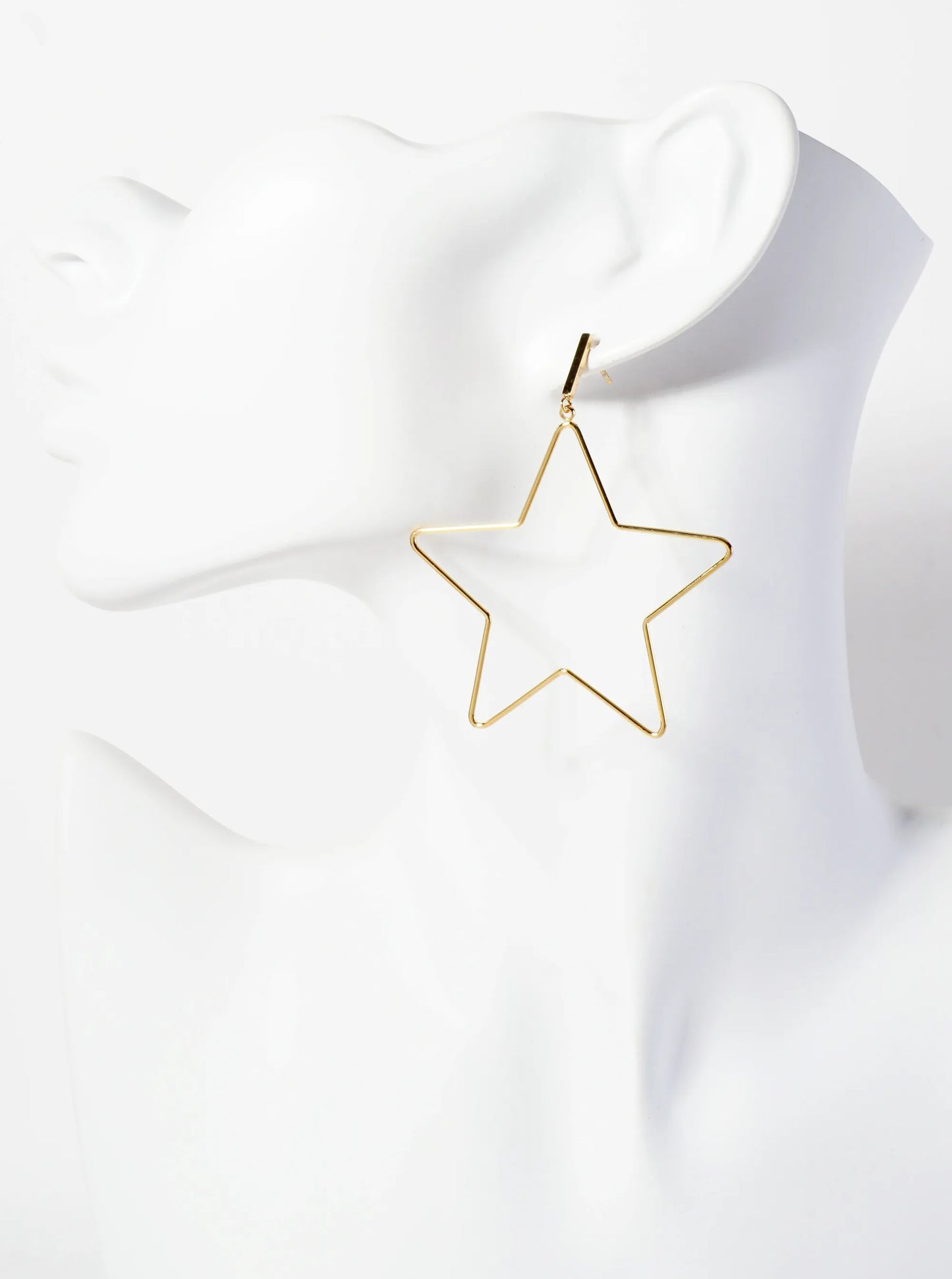 Polished Brass 2-inch Delicate Star Drop 18K-Gold-Dipped Earrings