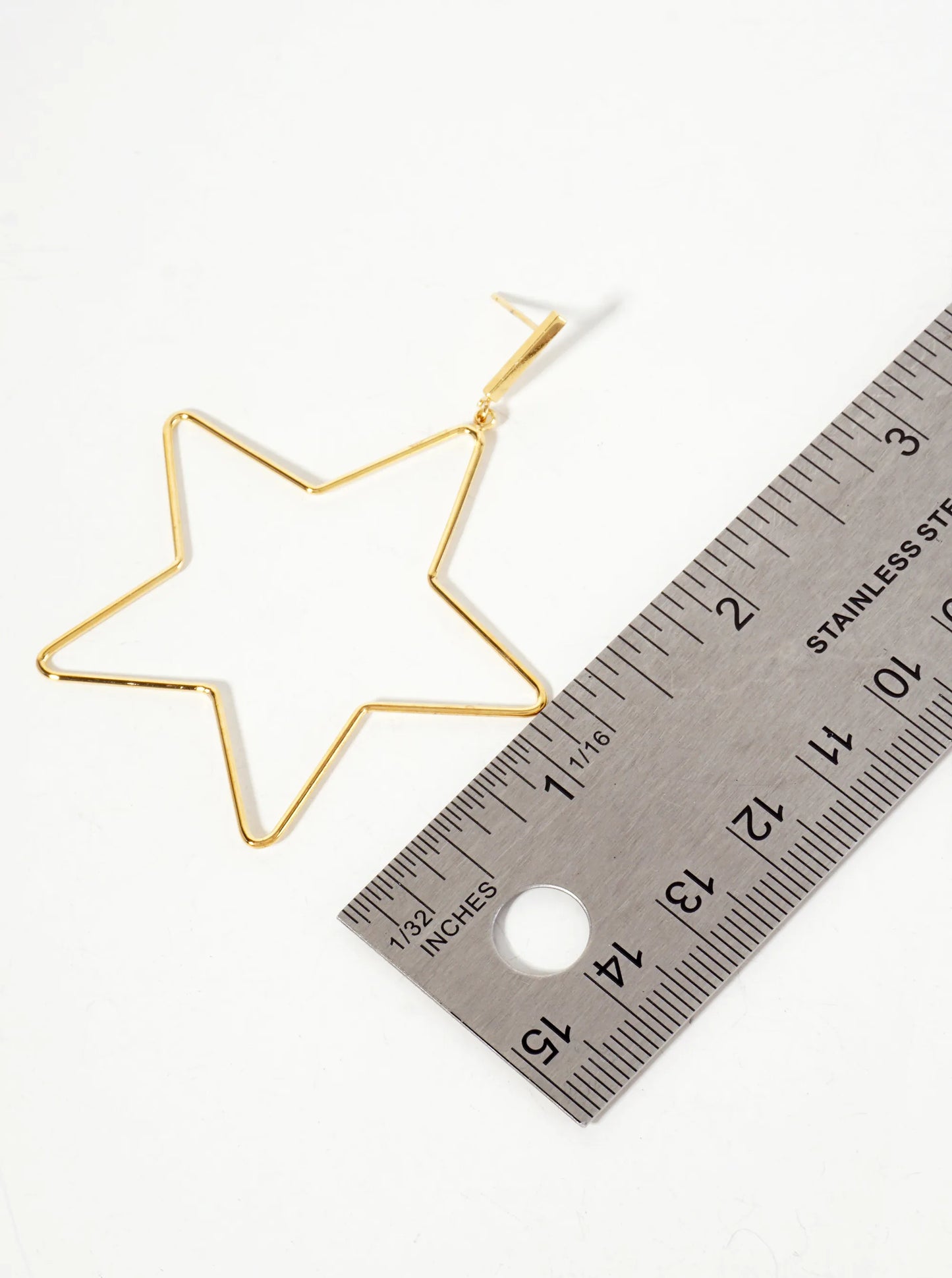 Polished Brass 2-inch Delicate Star Drop 18K-Gold-Dipped Earrings