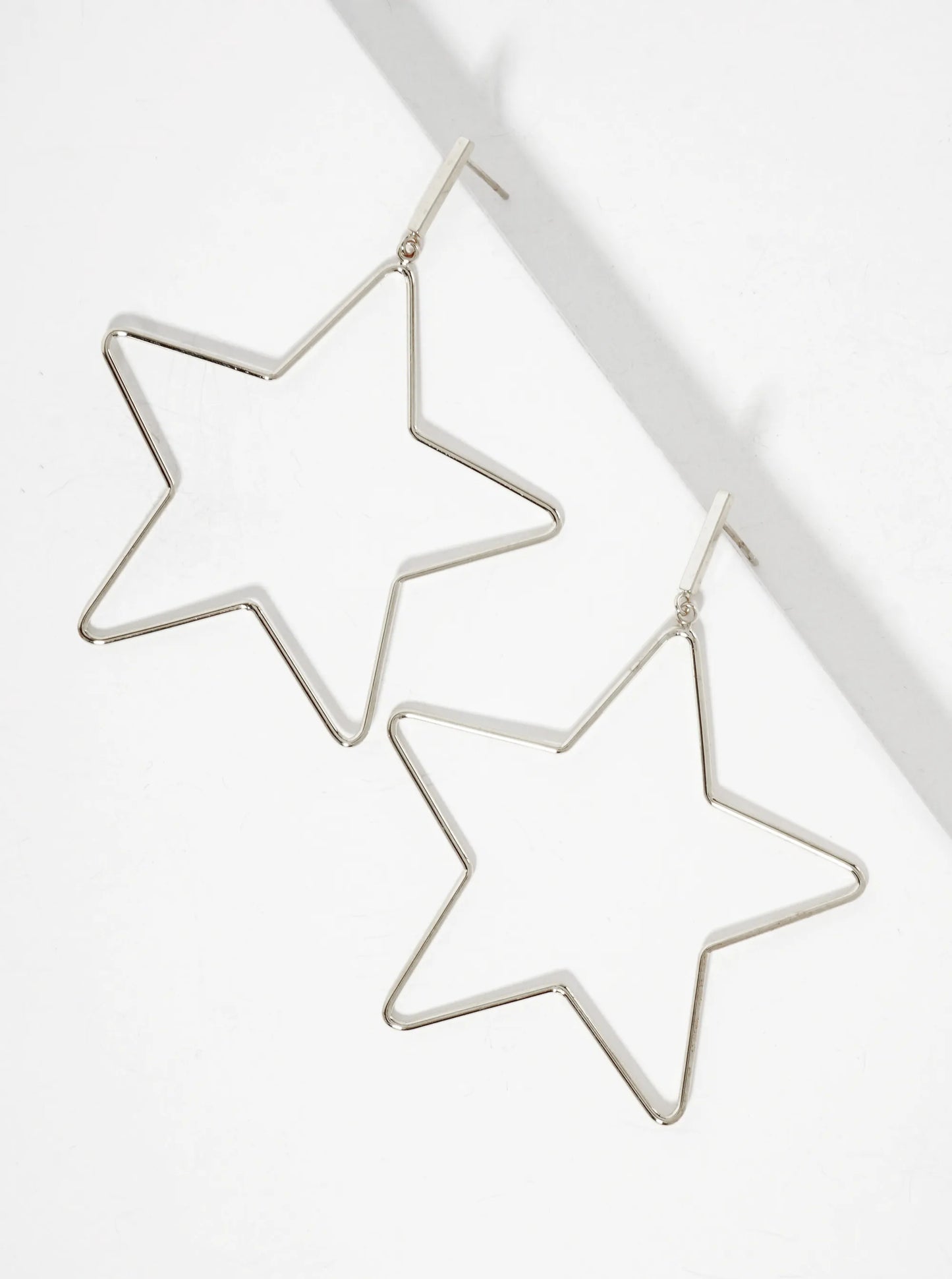 Polished Brass 2-inch Delicate Star Drop 18K-Gold-Dipped Earrings