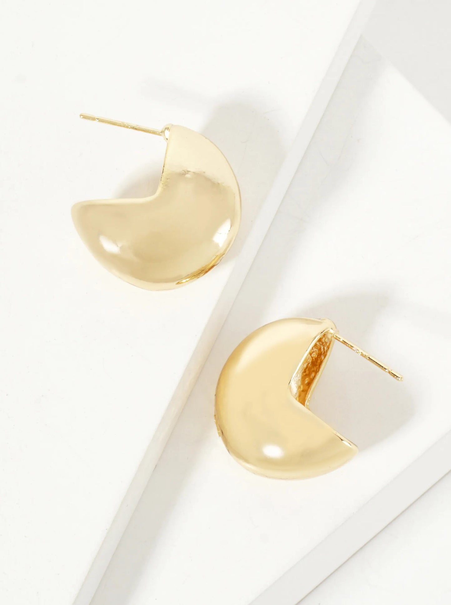 Polished Brass 20mm Pac-Man Design Hollow 18K-Gold-Dipped Hoop Earrings
