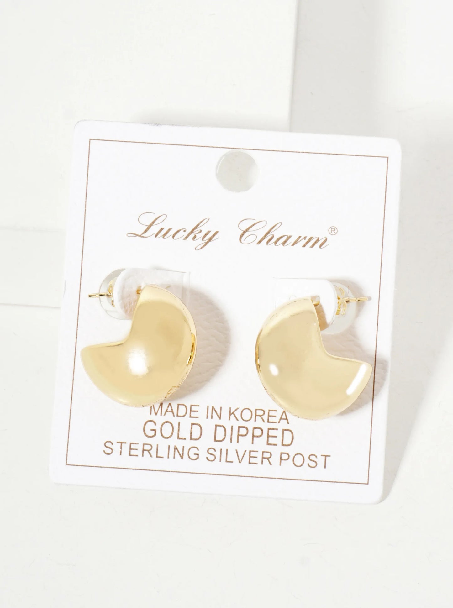 Polished Brass 20mm Pac-Man Design Hollow 18K-Gold-Dipped Hoop Earrings