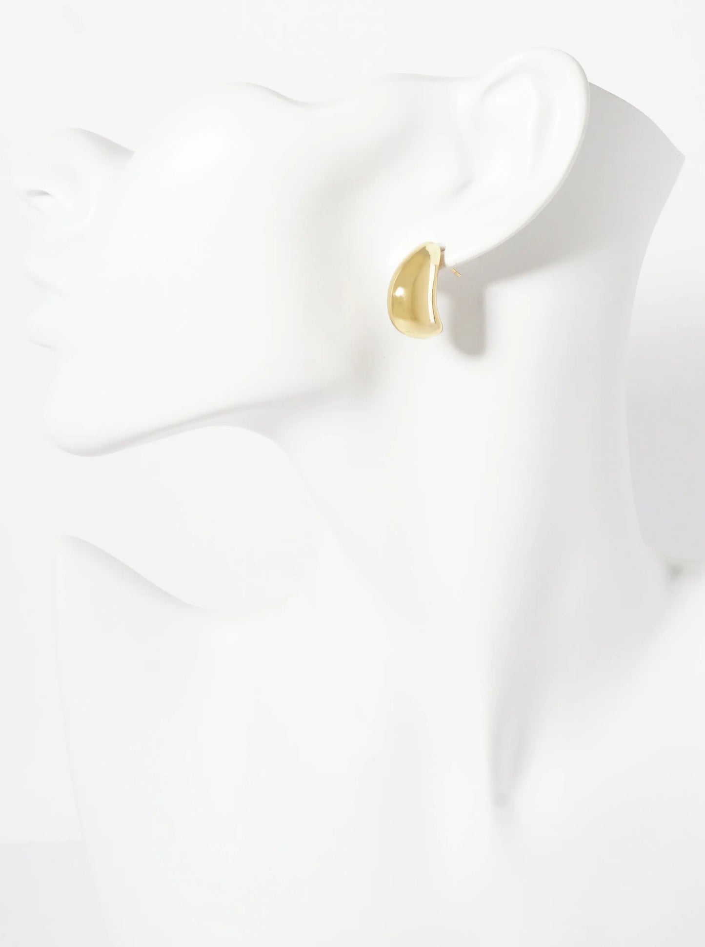 Polished Brass 20mm Puffy Hollow Teardrop 18K-Gold-Dipped Hoop Earrings