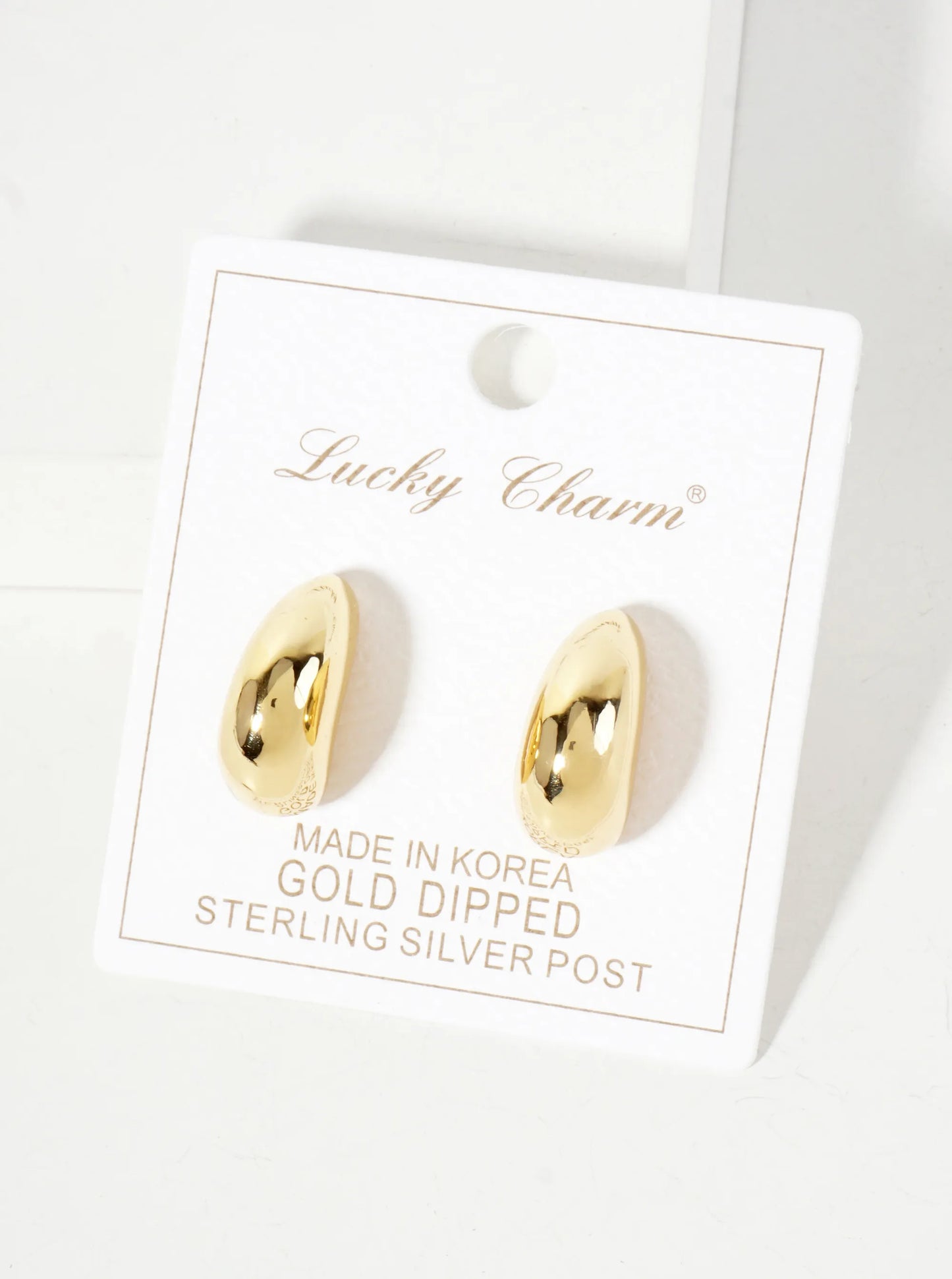 Polished Brass 20mm Puffy Hollow Teardrop 18K-Gold-Dipped Hoop Earrings