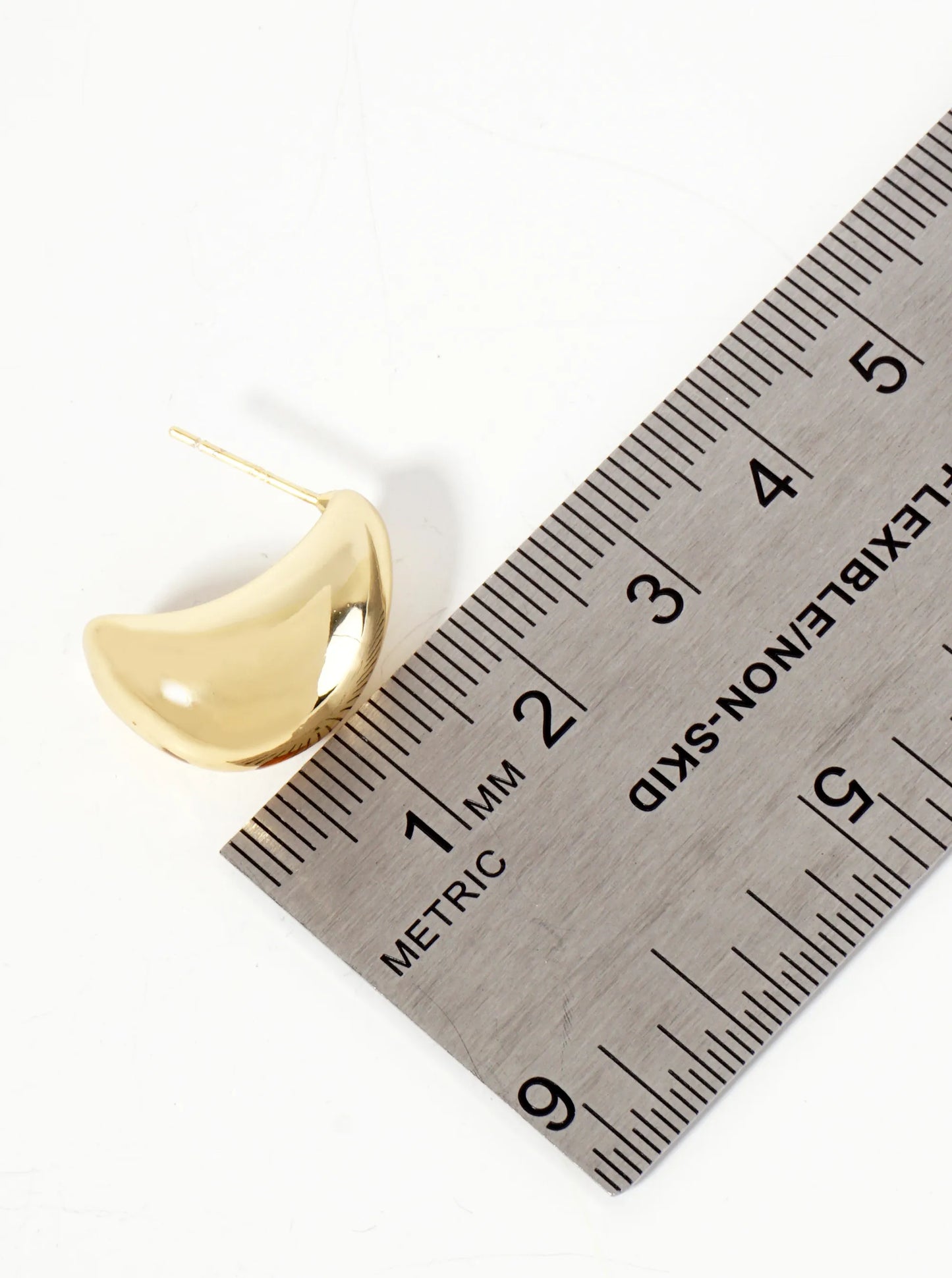 Polished Brass 20mm Puffy Hollow Teardrop 18K-Gold-Dipped Hoop Earrings