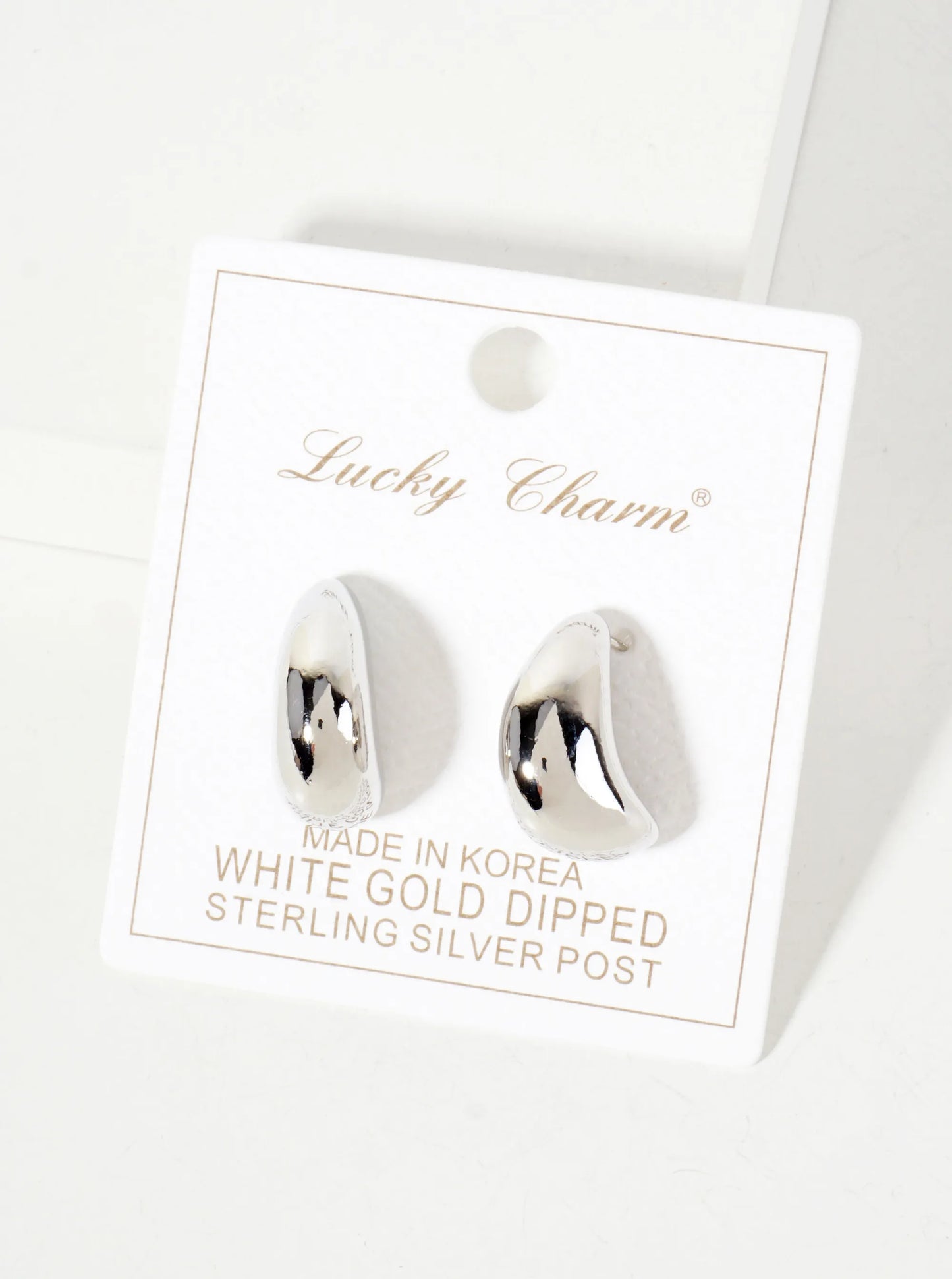 Polished Brass 20mm Puffy Hollow Teardrop 18K-Gold-Dipped Hoop Earrings