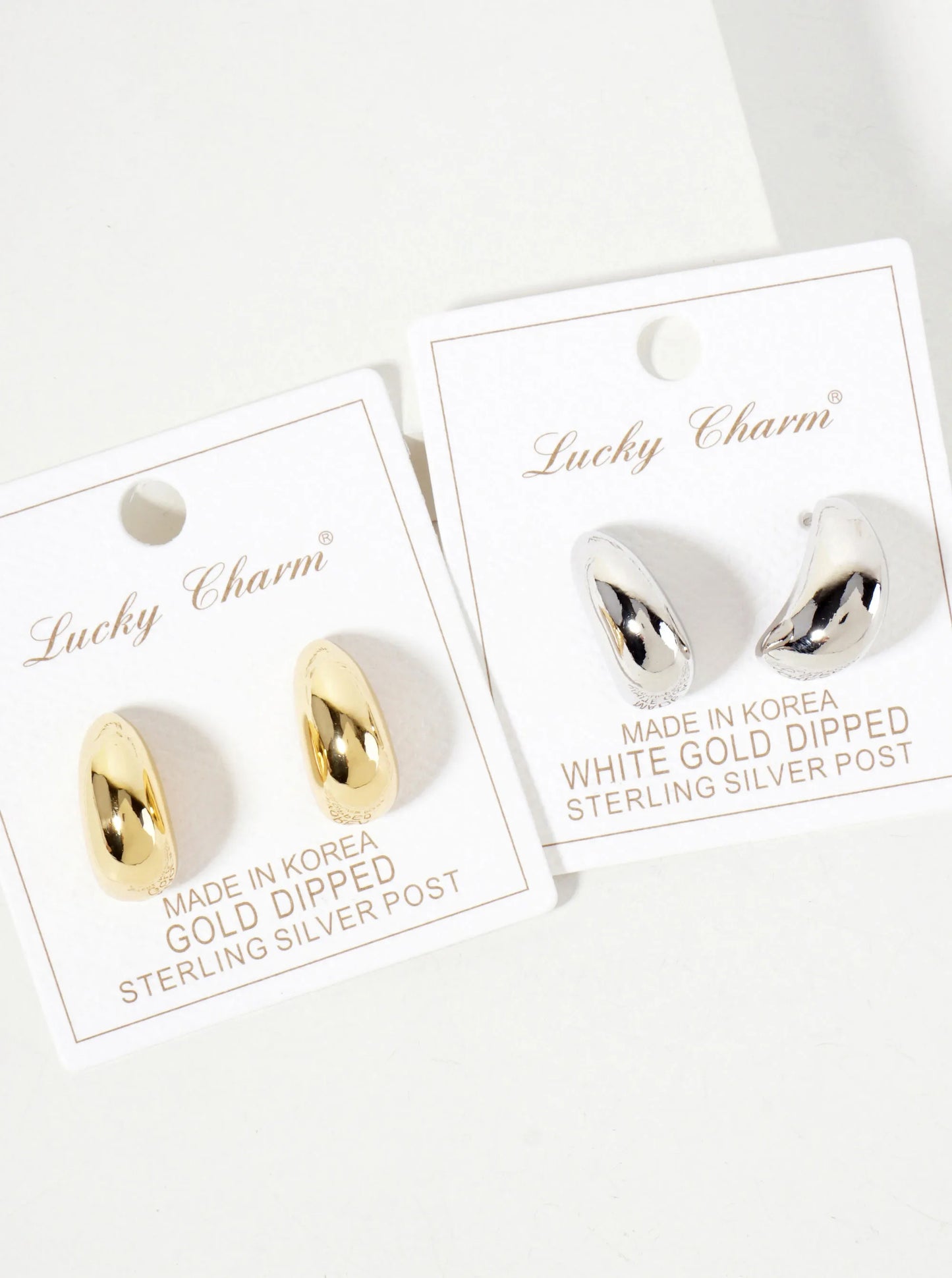 Polished Brass 20mm Puffy Hollow Teardrop 18K-Gold-Dipped Hoop Earrings