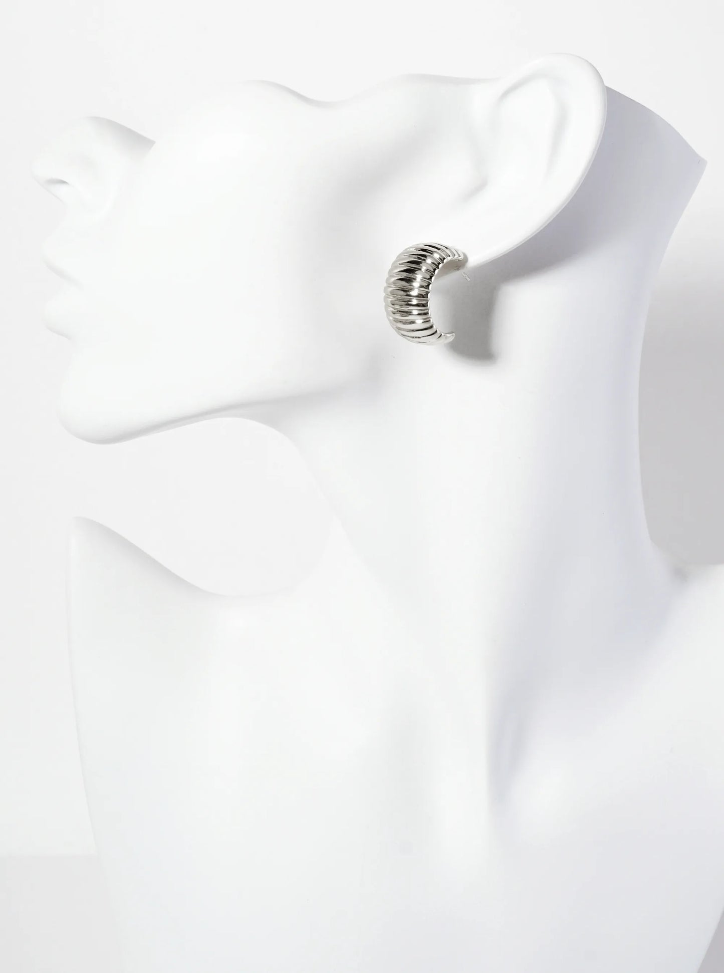 Polished Brass 20mm Ribbed 18K-Gold-Dipped Half Hoop Earrings