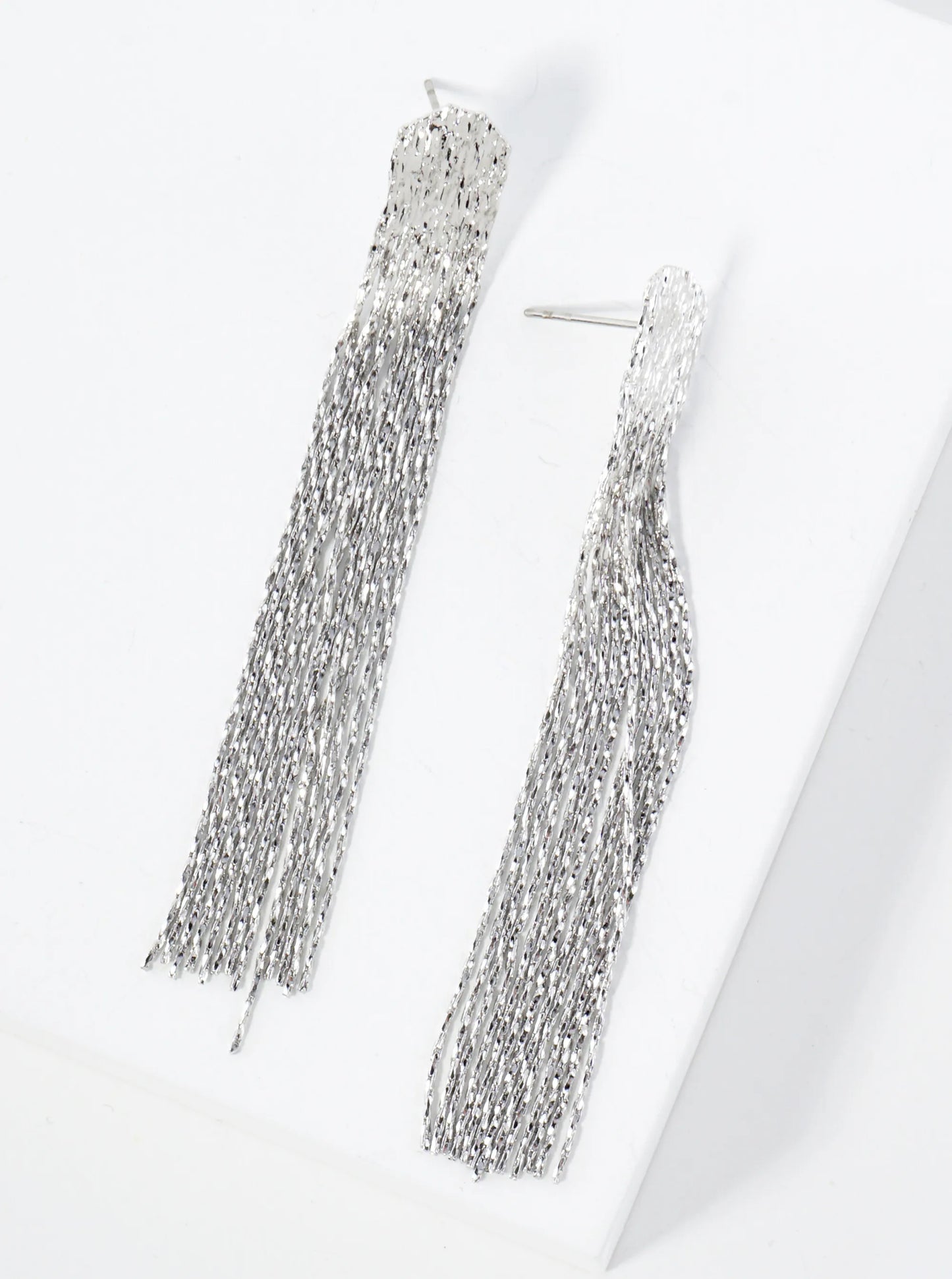 Polished Brass 3-Inch Chain Tassel Fringe Drop Earrings