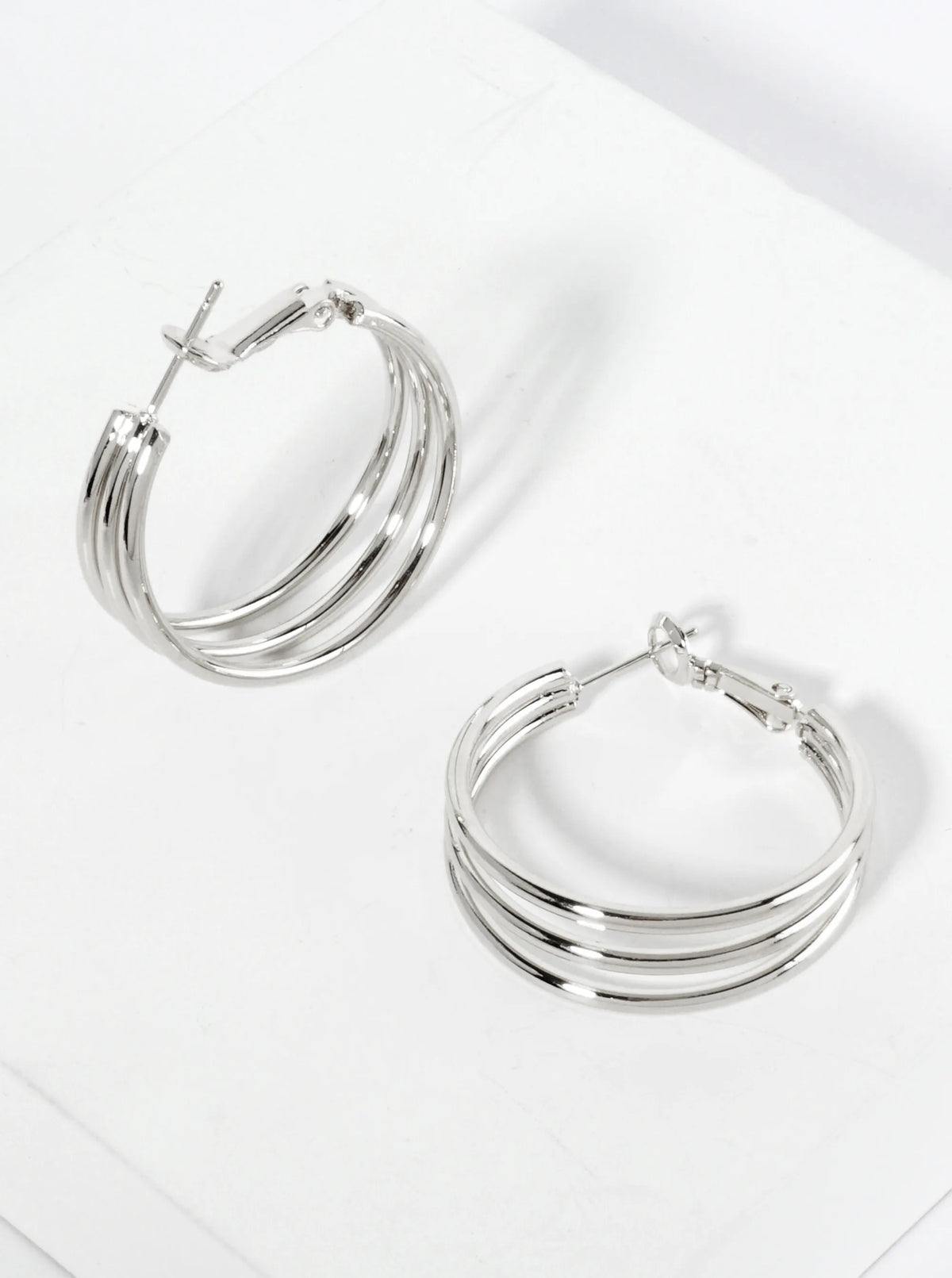 Polished Brass 30mm 3-Layer 14K-Gold-Dipped Latch-Back Hoop Earrings