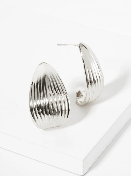 Polished Brass 30mm Ribbed Teardrop 18K-Gold-Dipped Earrings