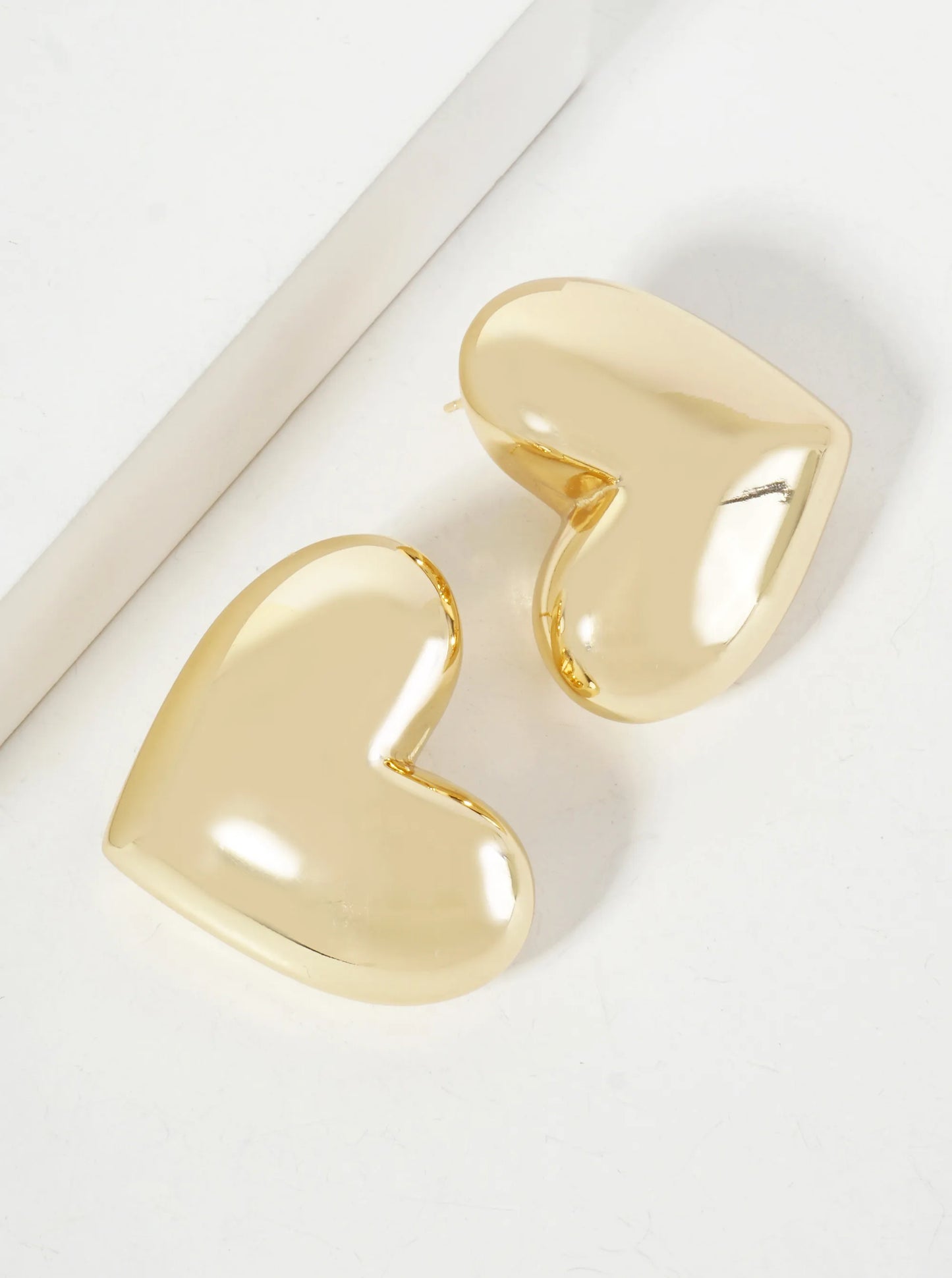 Polished Brass 35mm Puffy Heart 18K-Gold-Dipped Statement Earrings