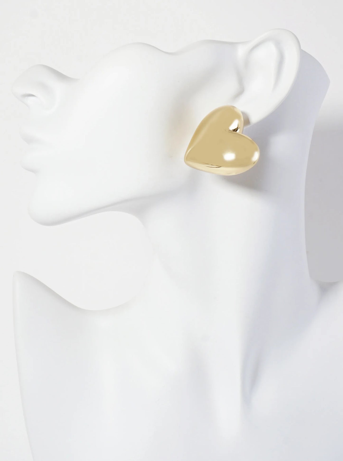 Polished Brass 35mm Puffy Heart 18K-Gold-Dipped Statement Earrings
