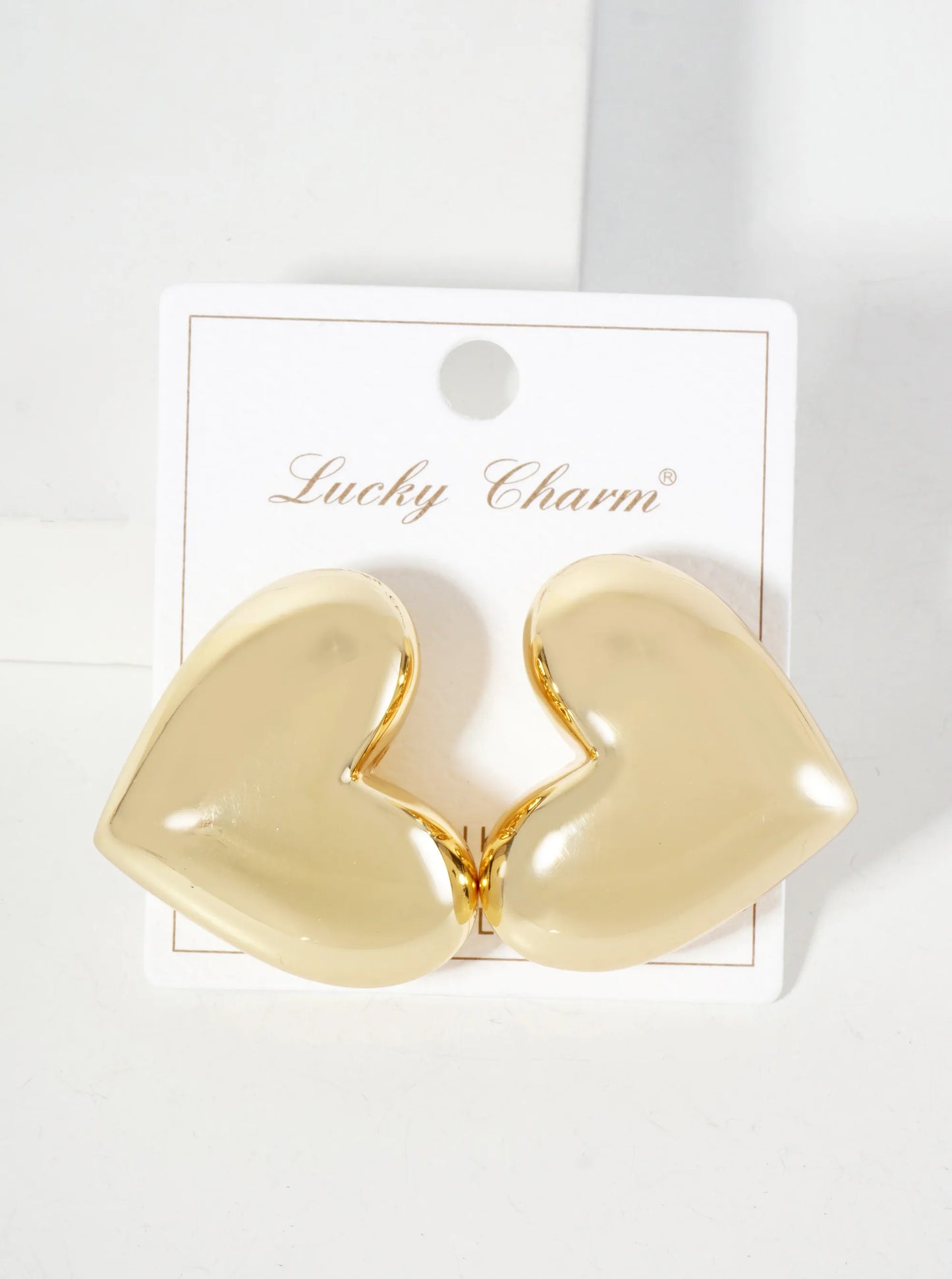 Polished Brass 35mm Puffy Heart 18K-Gold-Dipped Statement Earrings