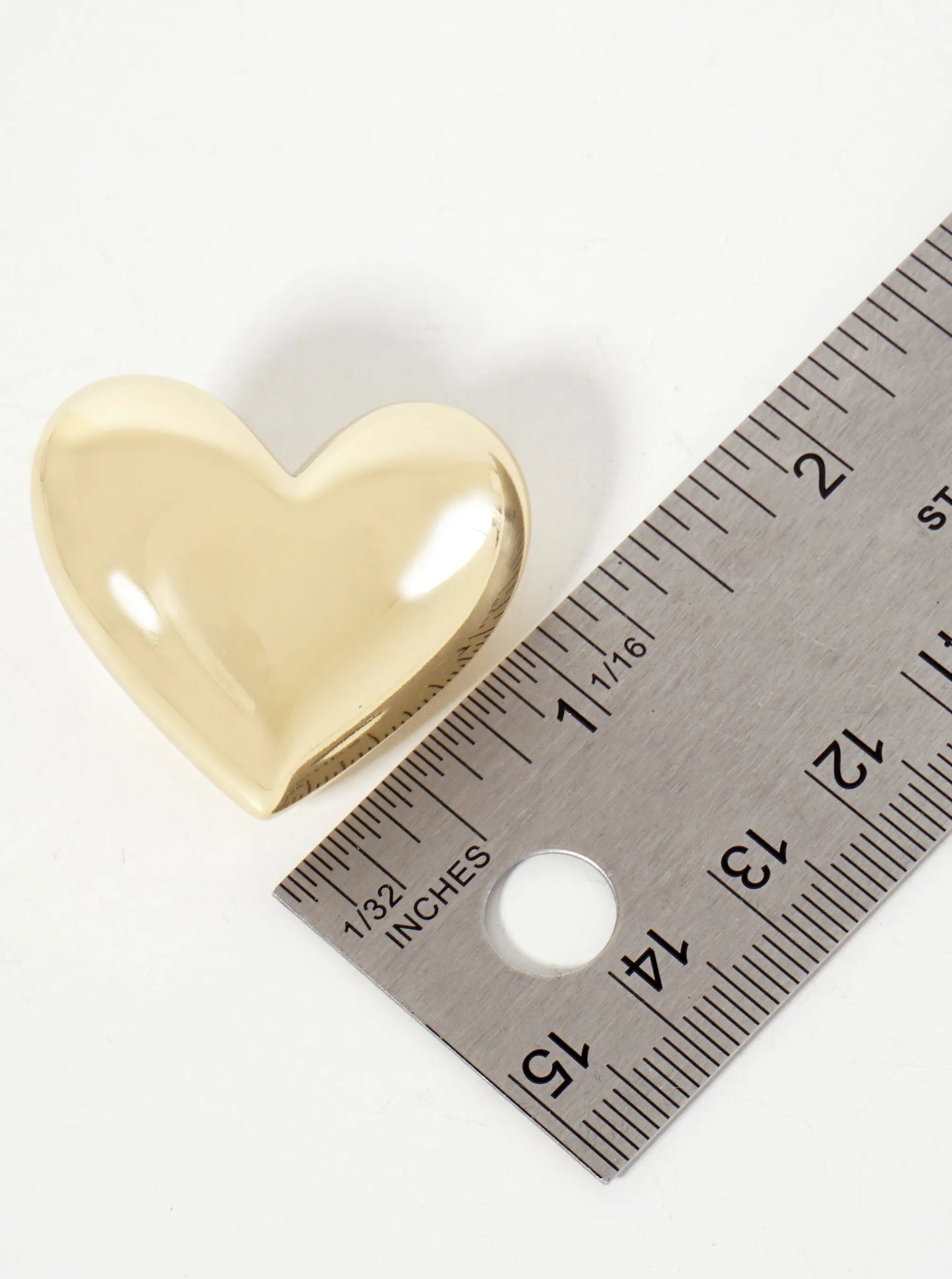 Polished Brass 35mm Puffy Heart 18K-Gold-Dipped Statement Earrings