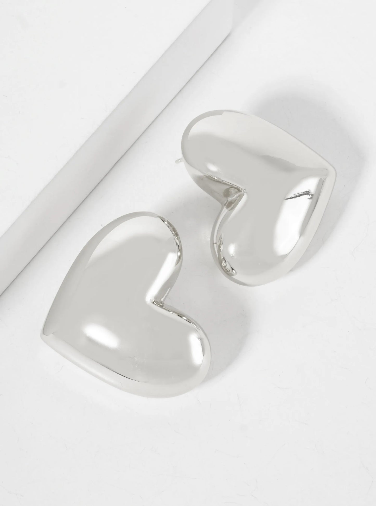 Polished Brass 35mm Puffy Heart 18K-Gold-Dipped Statement Earrings