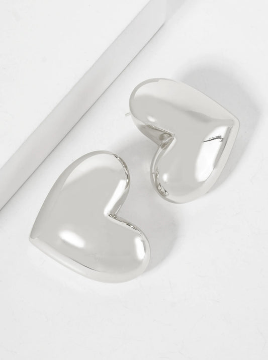 Polished Brass 35mm Puffy Heart 18K-Gold-Dipped Statement Earrings