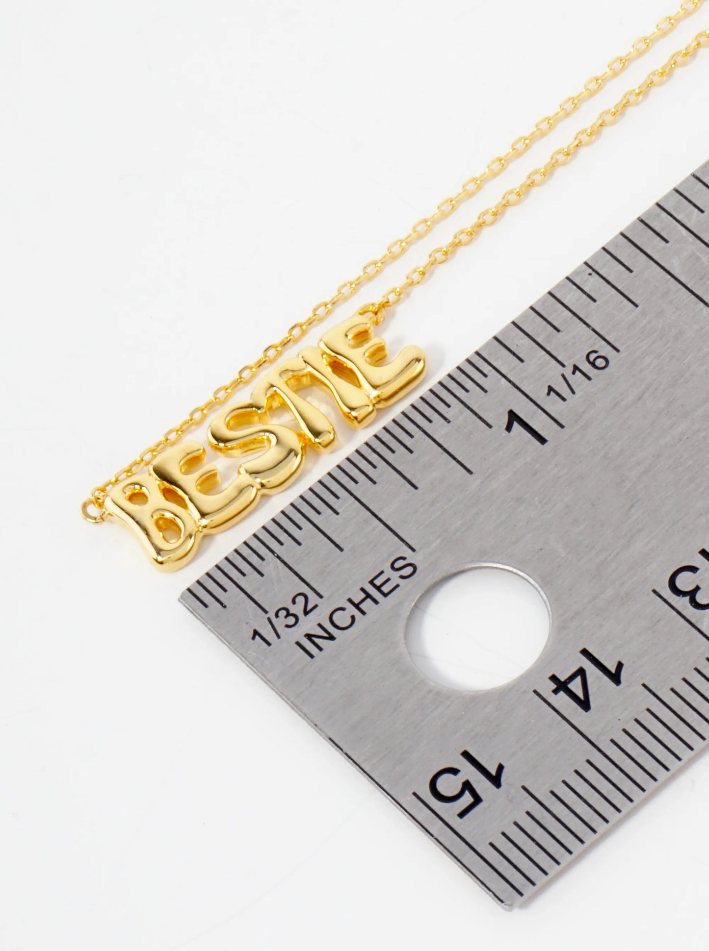 Polished Brass Bestie Word Pendant Hypoallergenic 18K-Gold-Dipped Station Necklace