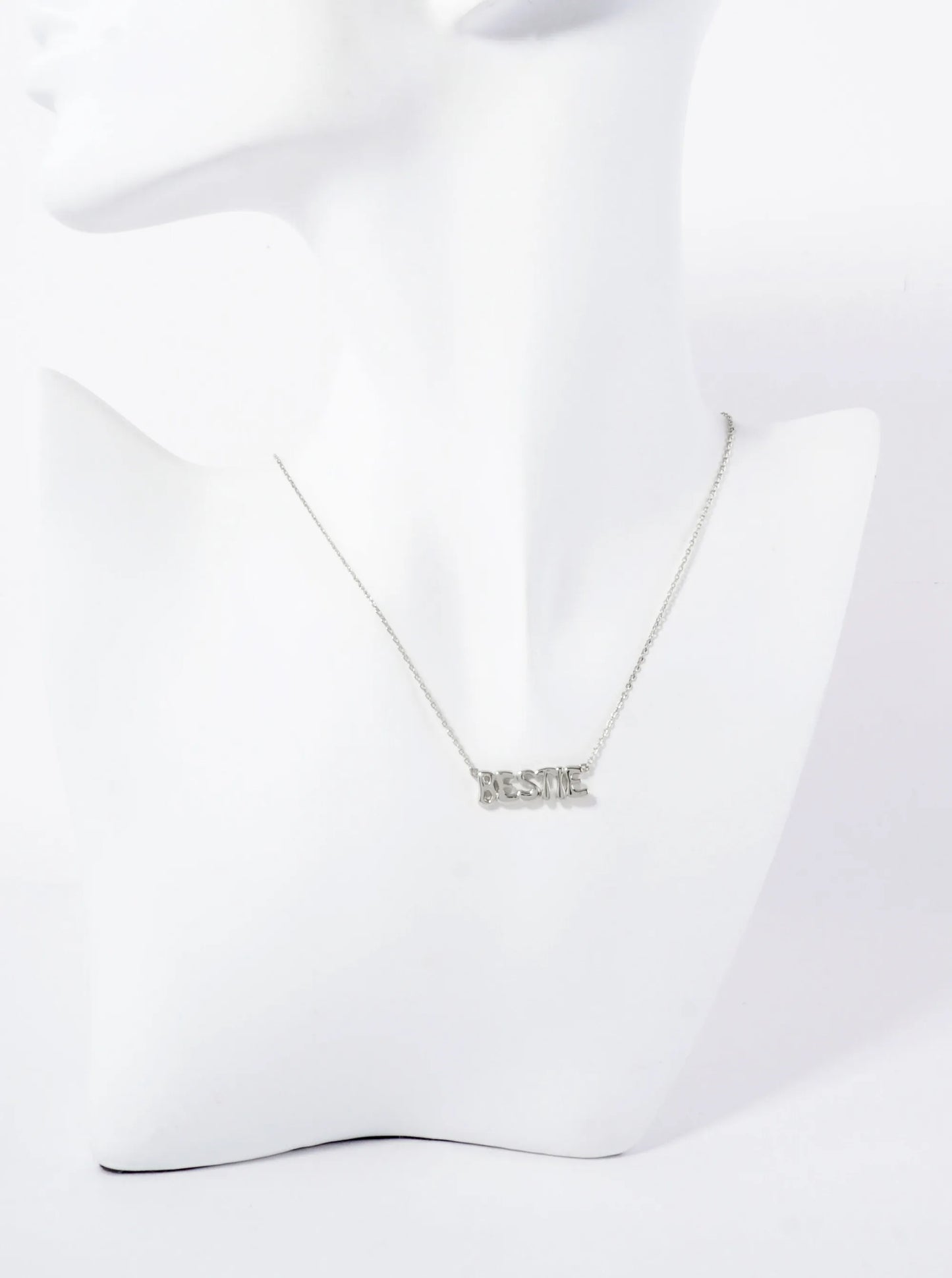 Polished Brass Bestie Word Pendant Hypoallergenic 18K-Gold-Dipped Station Necklace