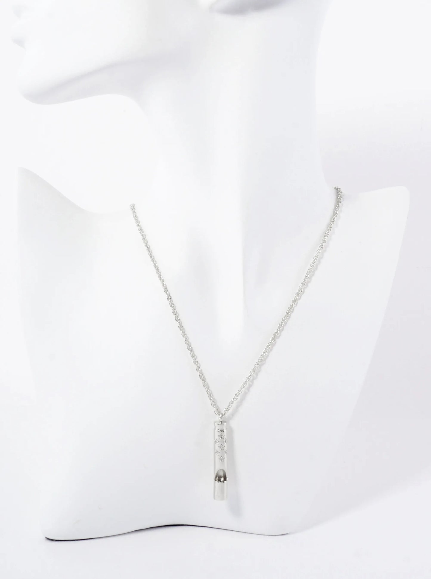 Polished Brass CZ Pave Safety Whistle Pendant Hypoallergenic 18K-Gold-Dipped Necklace