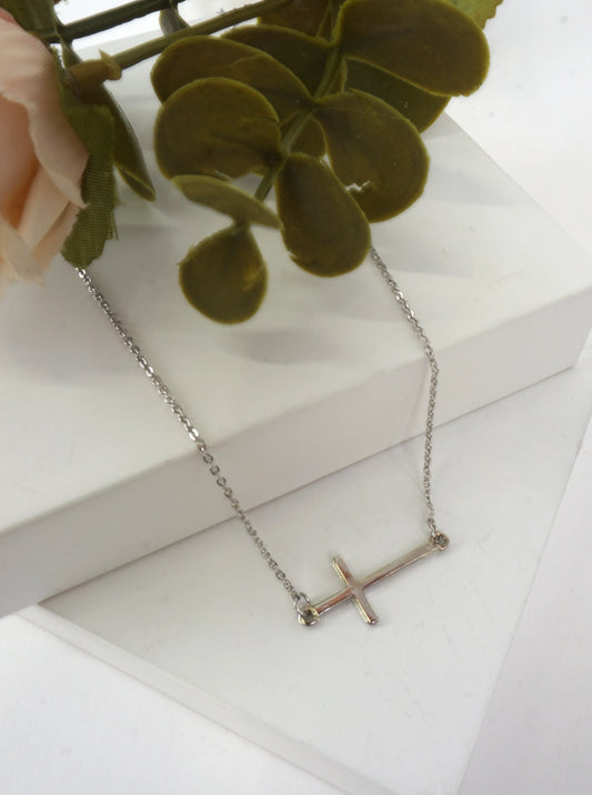Polished Brass Cross Pendant Necklace