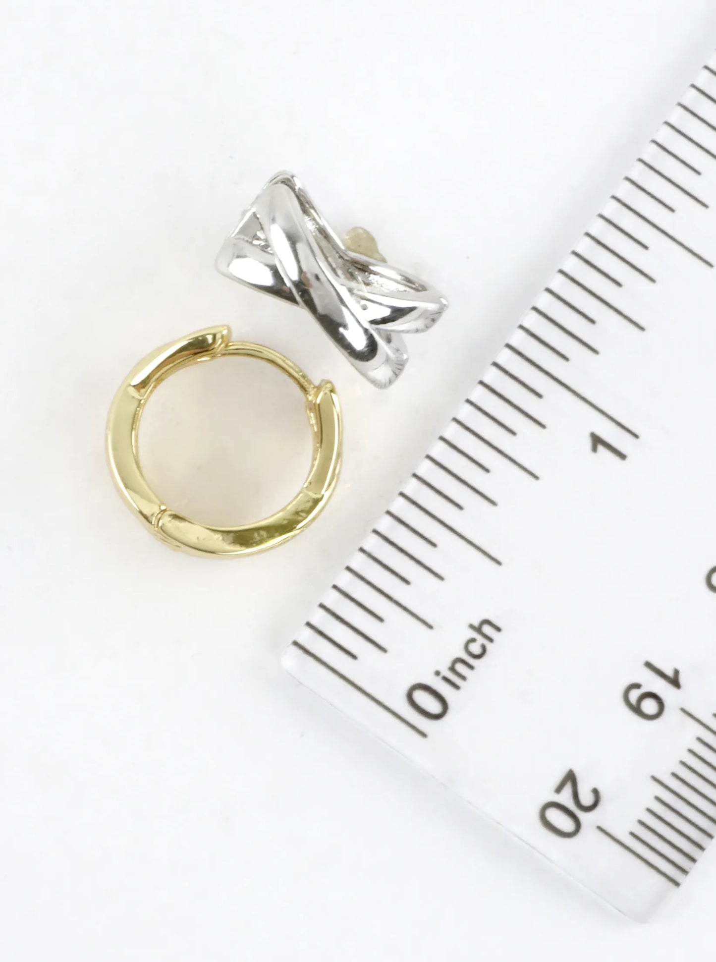 Polished Brass Crossover X Huggie Hoop Earrings