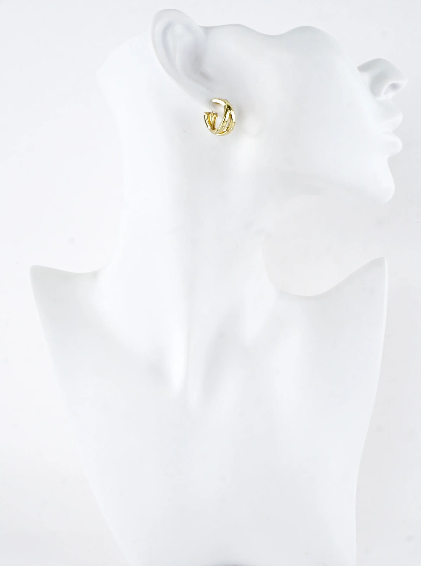 Polished Brass Crossover X Huggie Hoop Earrings