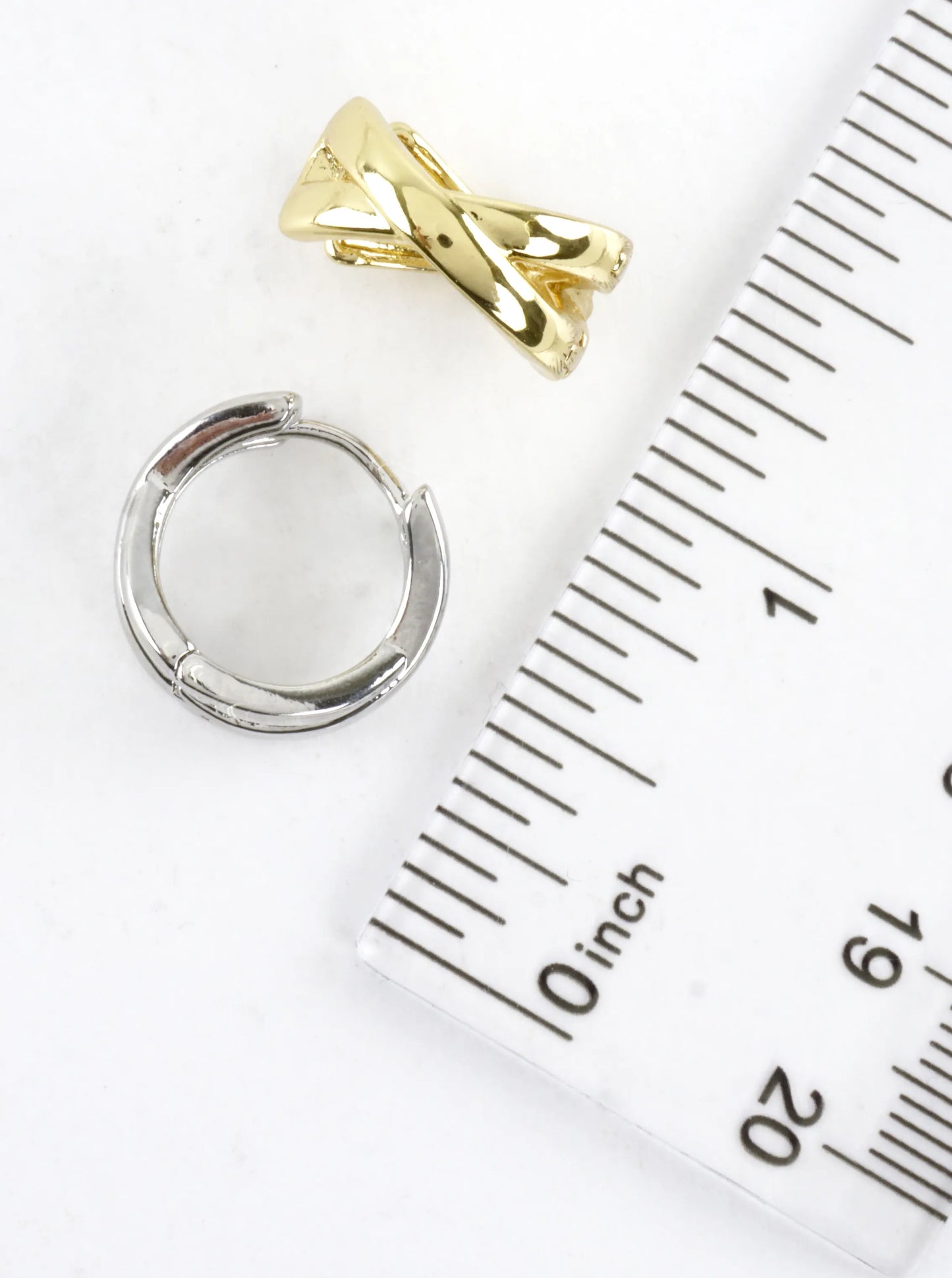 Polished Brass Crossover X Huggie Hoop Earrings