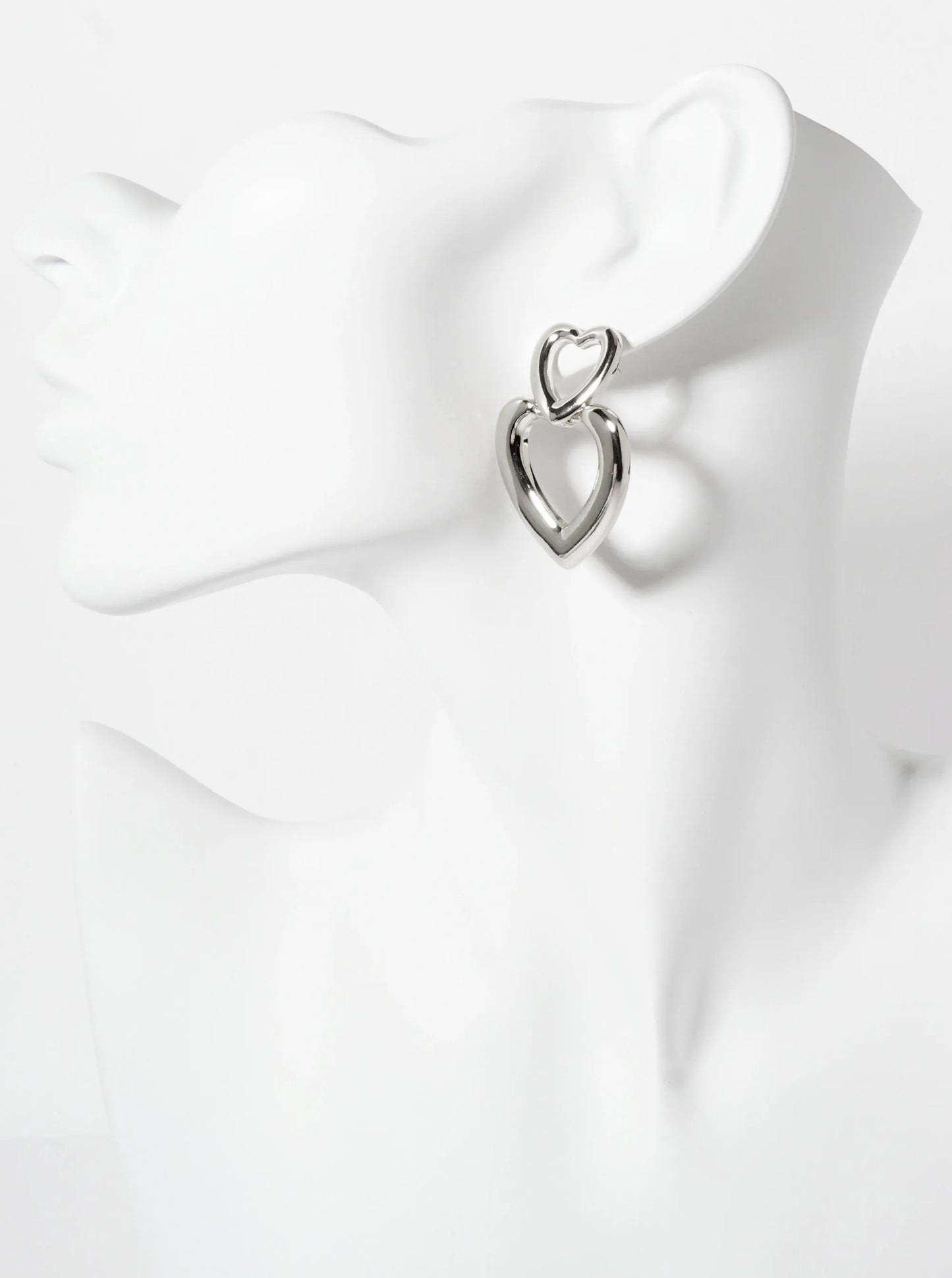 Polished Brass Cutout Double Heart Drop 18K-Gold-Dipped Dangle Earrings