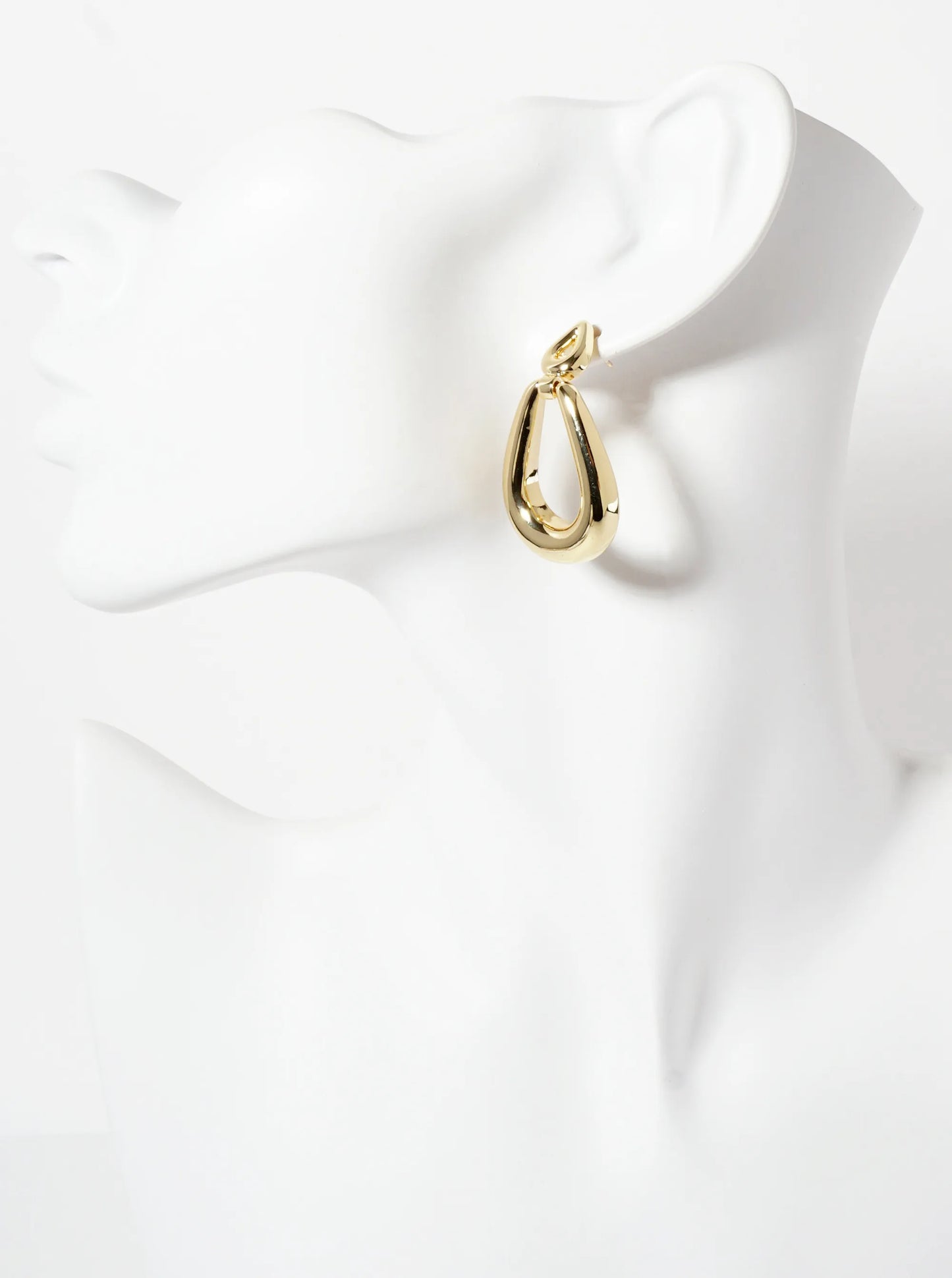 Polished Brass Cutout Double Teardrop 18K-Gold-Dipped Dangle Earrings