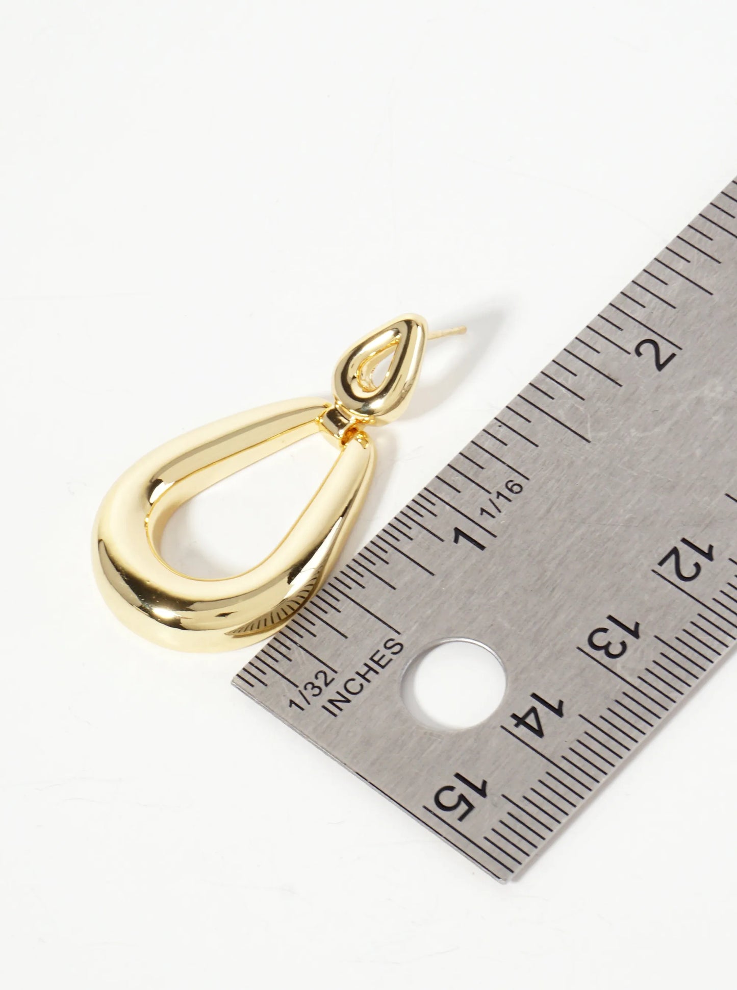 Polished Brass Cutout Double Teardrop 18K-Gold-Dipped Dangle Earrings