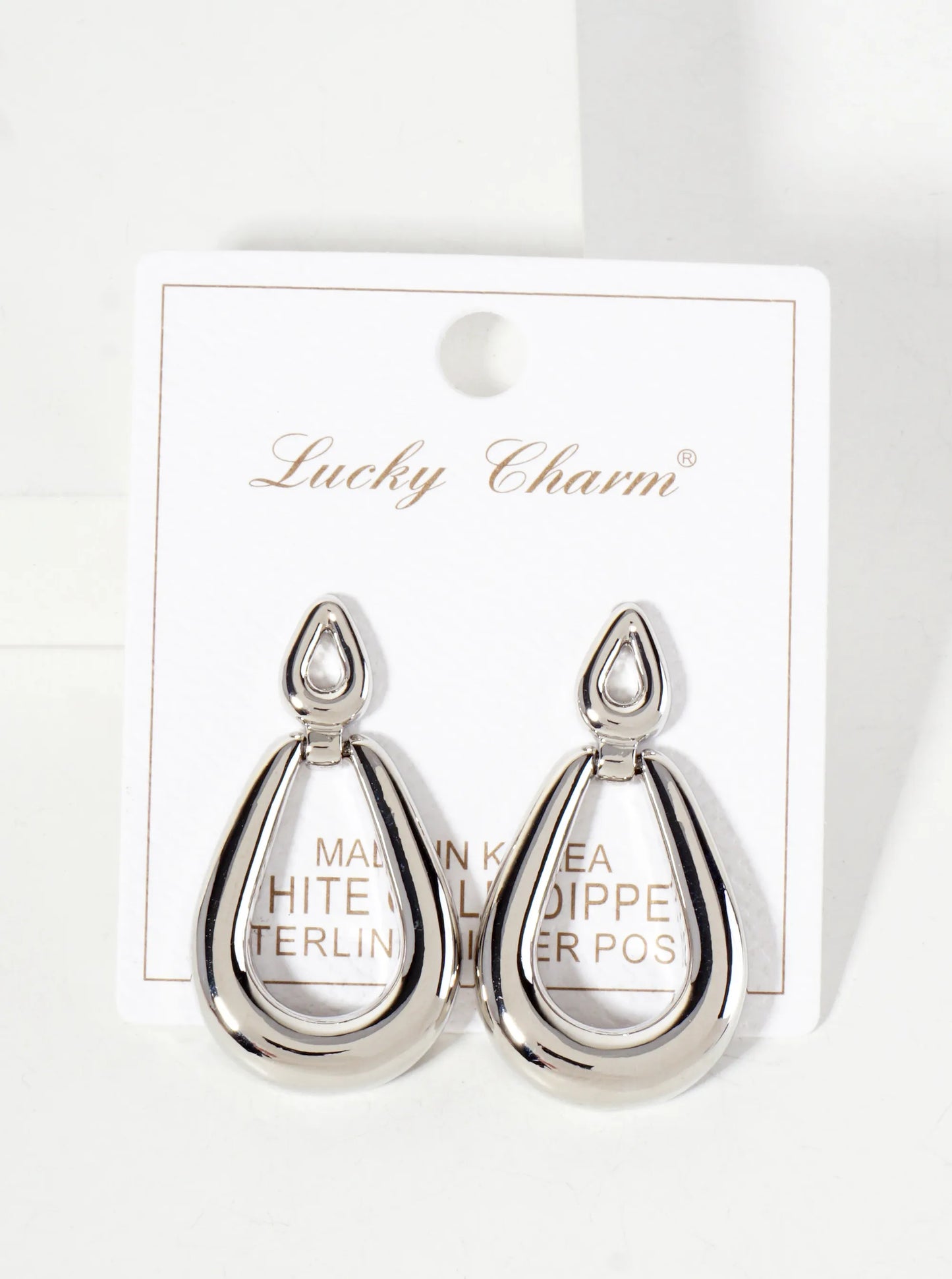 Polished Brass Cutout Double Teardrop 18K-Gold-Dipped Dangle Earrings