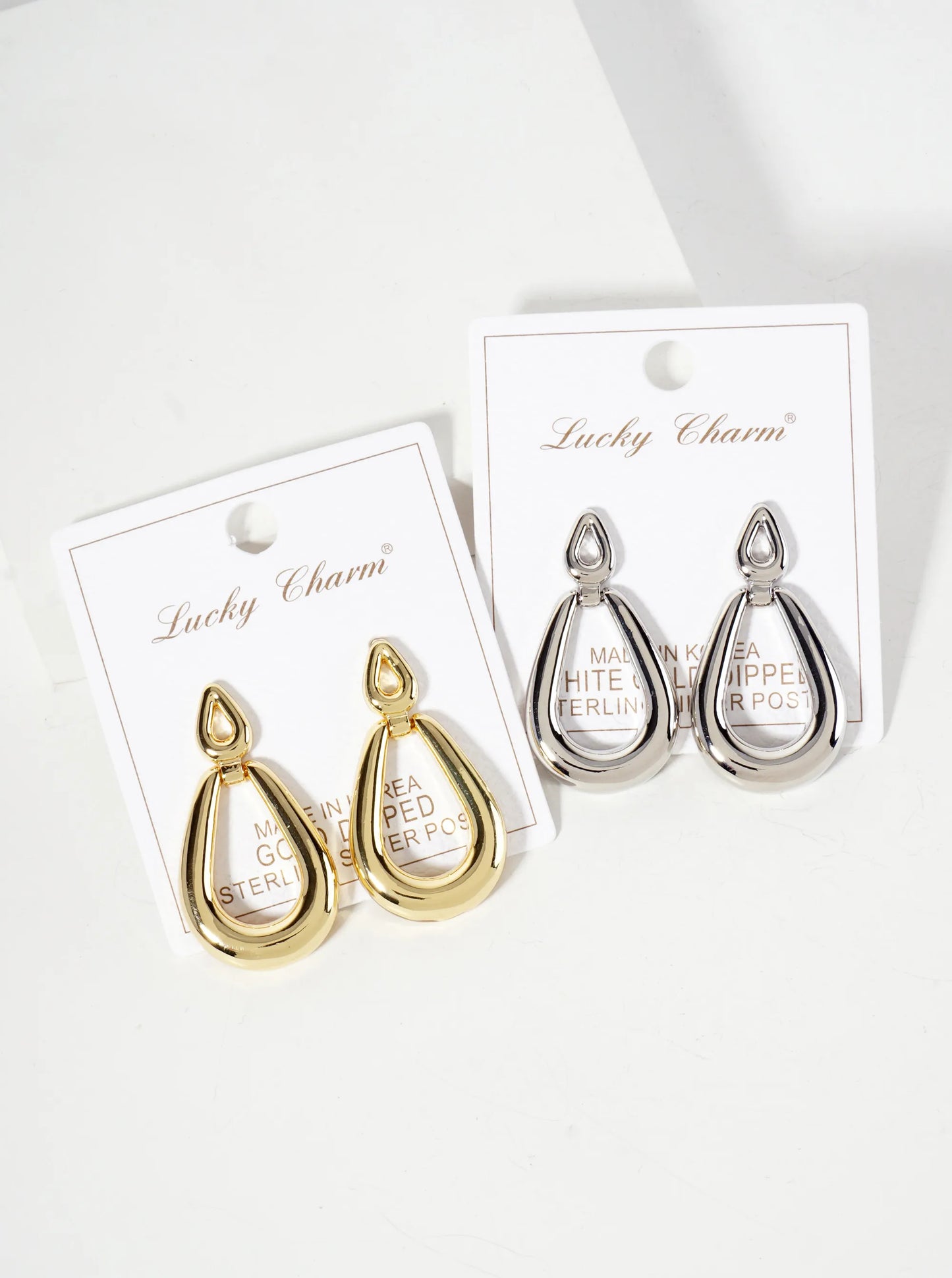 Polished Brass Cutout Double Teardrop 18K-Gold-Dipped Dangle Earrings