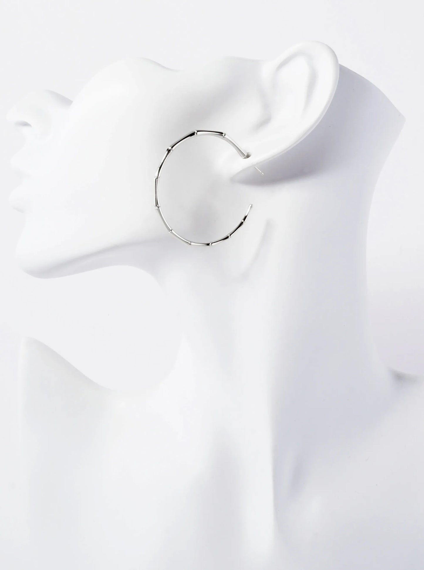 Polished Brass Delicate Bamboo Design 18K-Gold-Dipped 40mm Hoop Earrings