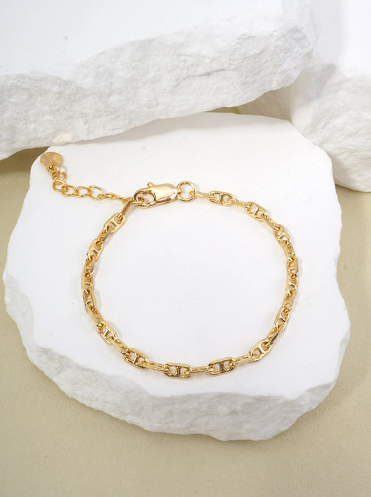 Polished Brass Delicate Chain Bracelet