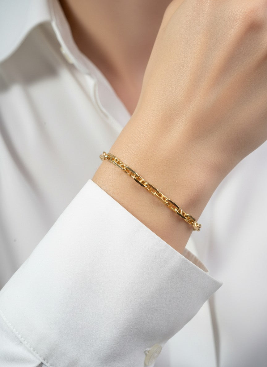 Polished Brass Delicate Chain Bracelet