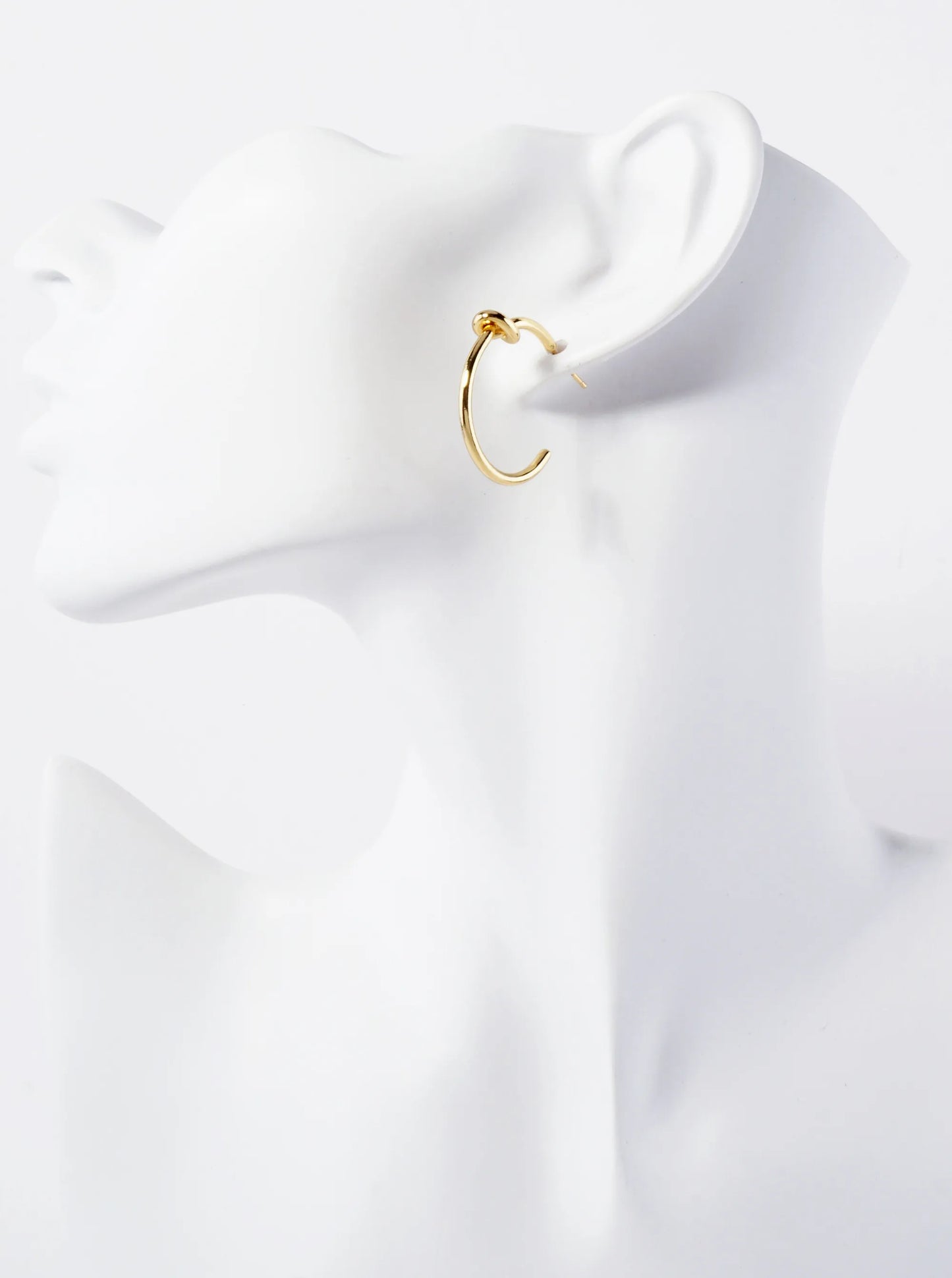 Polished Brass Delicate Knot Accent 18K-Gold-Dipped 25mm Hoop Earrings