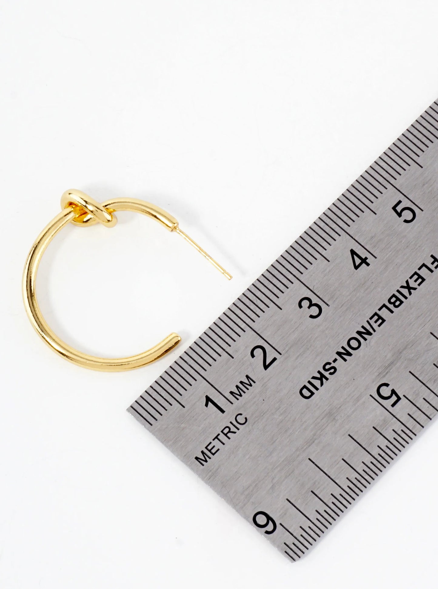 Polished Brass Delicate Knot Accent 18K-Gold-Dipped 25mm Hoop Earrings