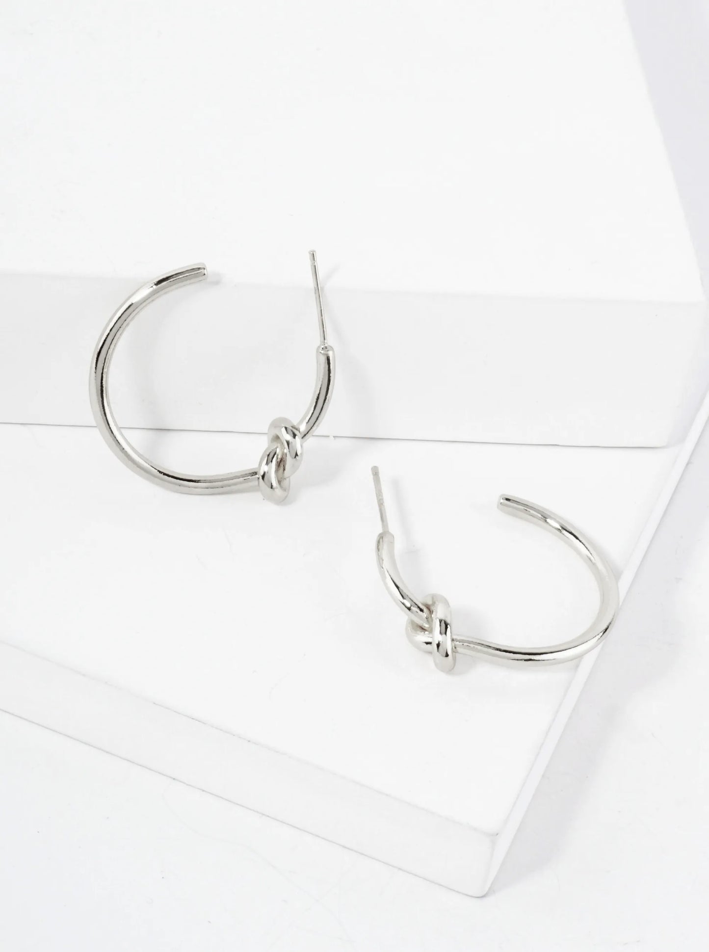 Polished Brass Delicate Knot Accent 18K-Gold-Dipped 25mm Hoop Earrings