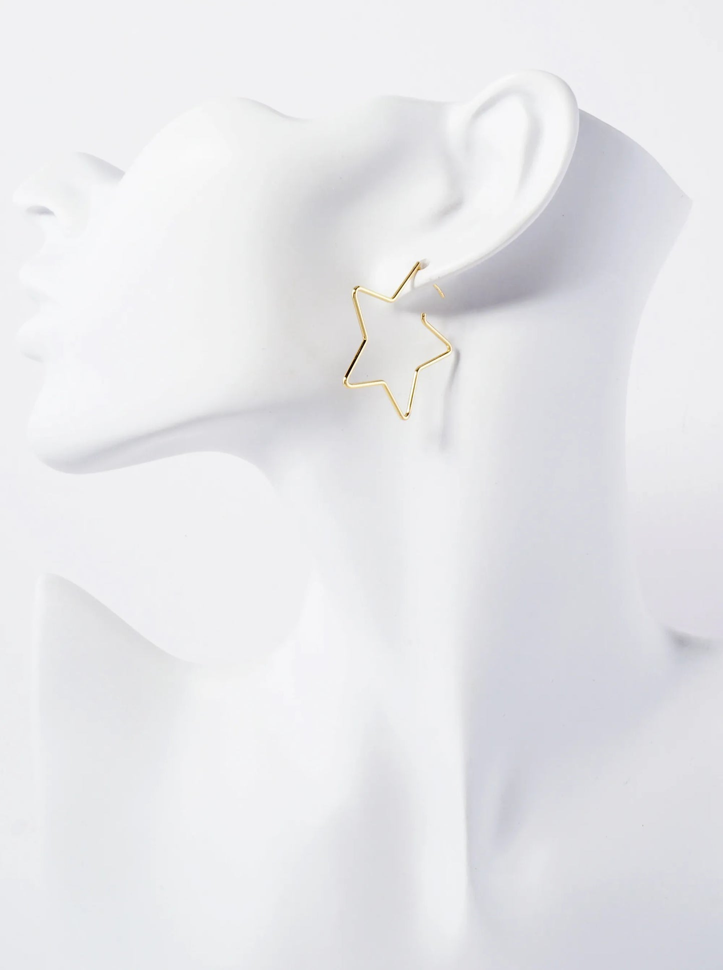 Polished Brass Delicate Star-Shaped 18K-Gold-Dipped 30mm Hoop Earrings