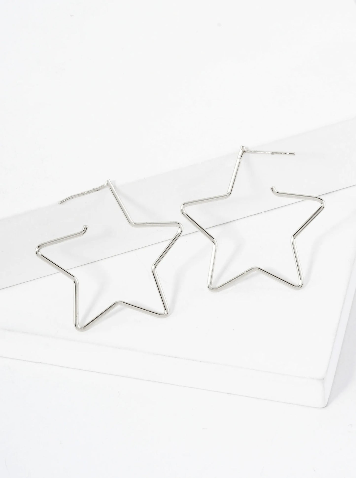 Polished Brass Delicate Star-Shaped 18K-Gold-Dipped 30mm Hoop Earrings
