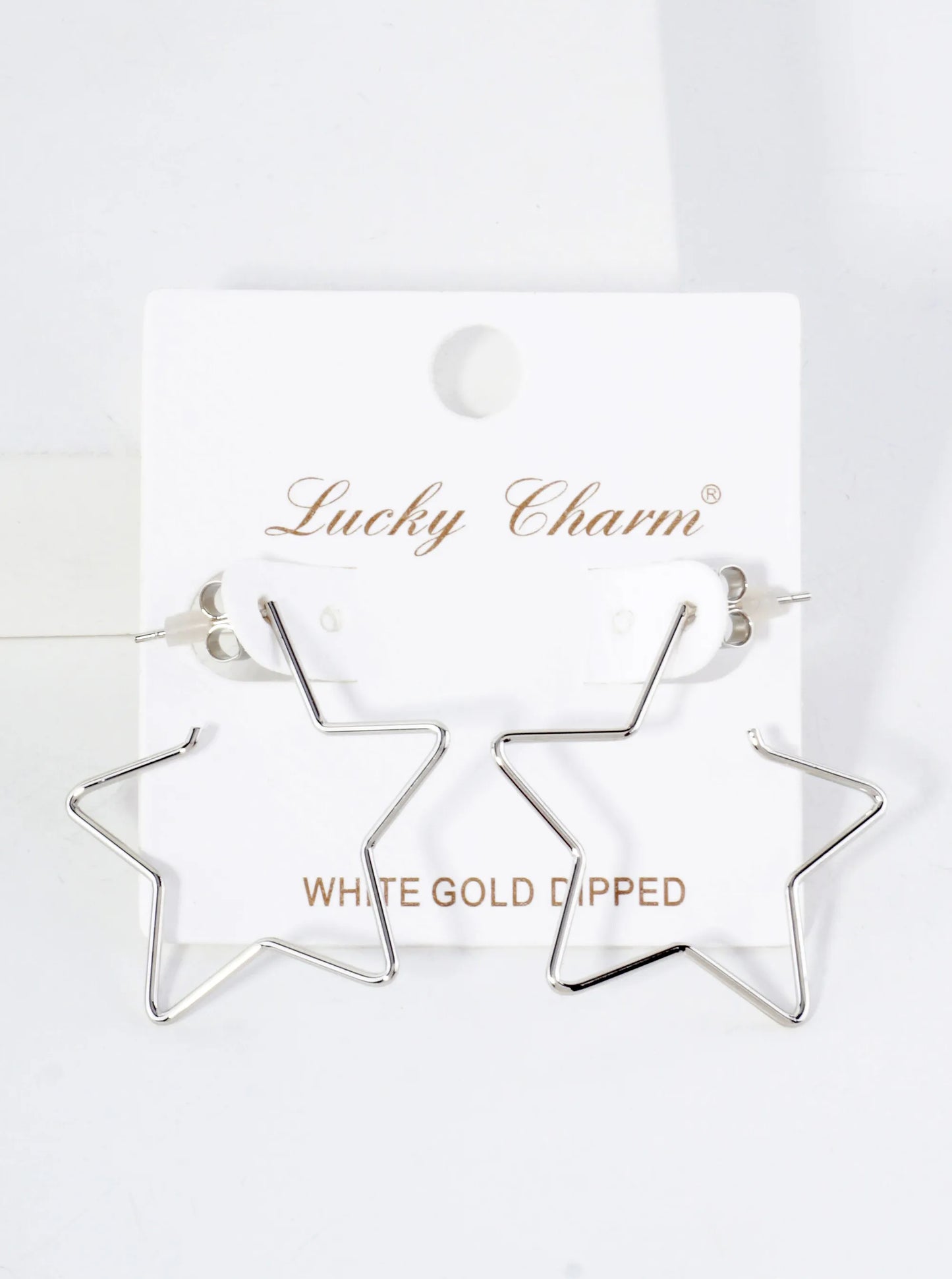 Polished Brass Delicate Star-Shaped 18K-Gold-Dipped 30mm Hoop Earrings