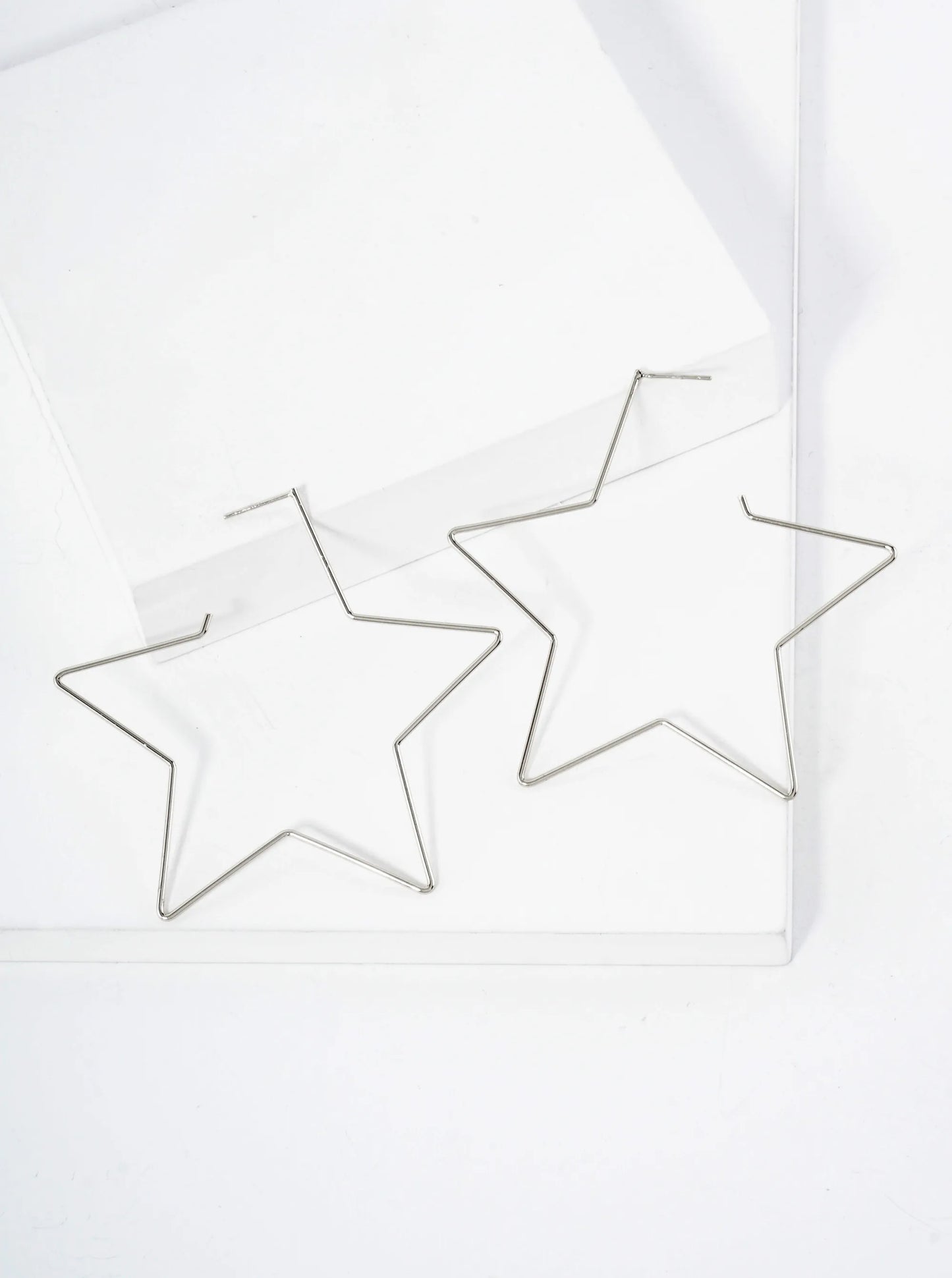 Polished Brass Delicate Star-Shaped 18K-Gold-Dipped 65mm Hoop Earrings