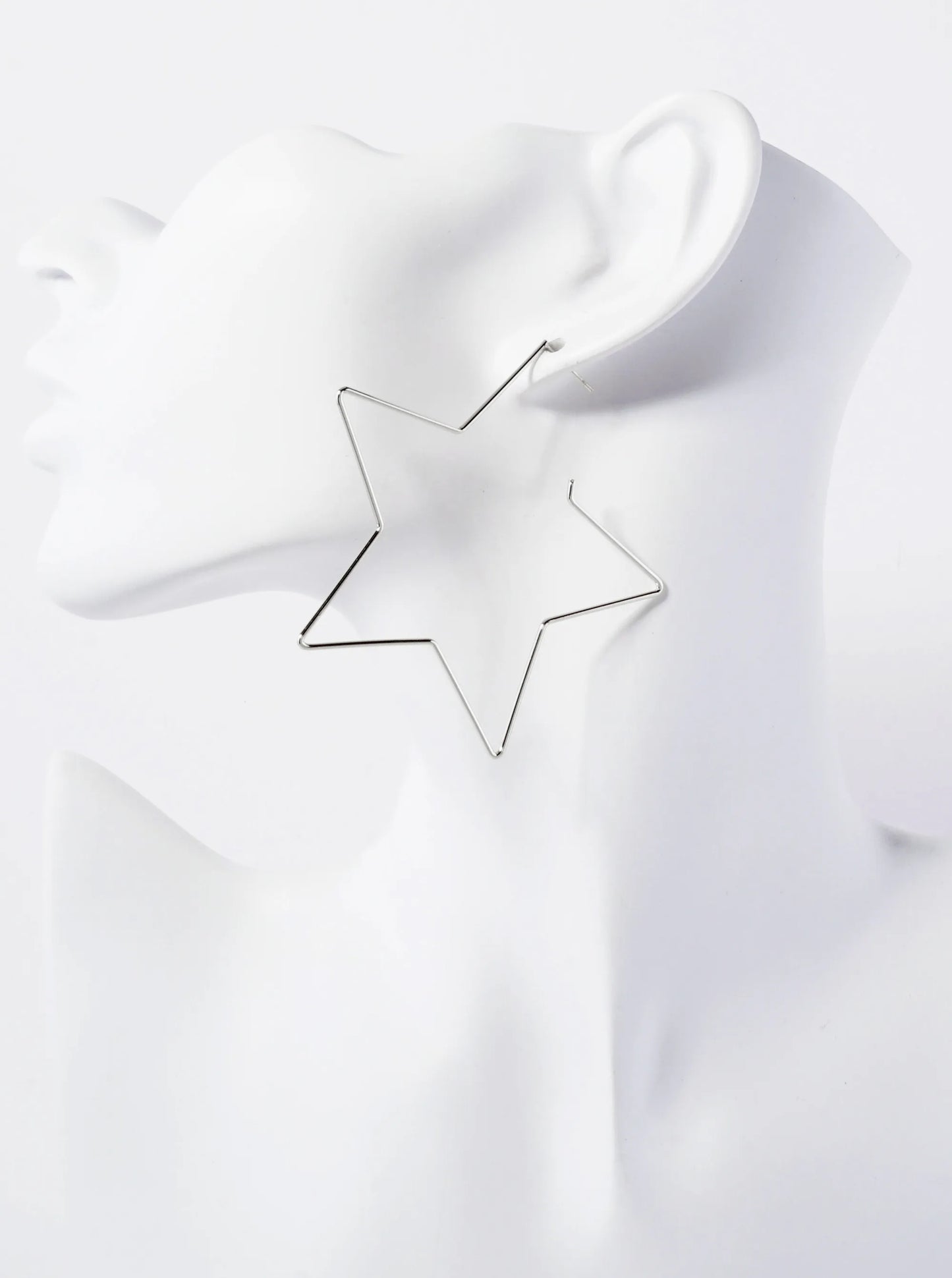 Polished Brass Delicate Star-Shaped 18K-Gold-Dipped 65mm Hoop Earrings