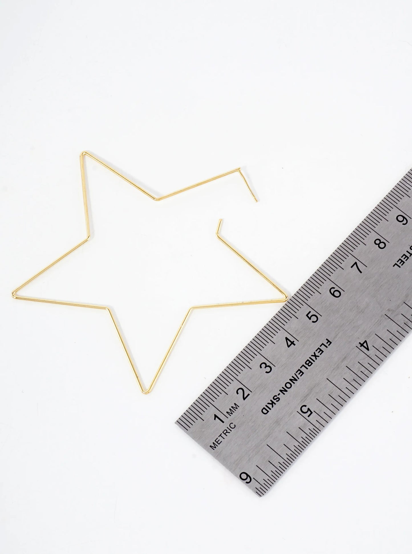 Polished Brass Delicate Star-Shaped 18K-Gold-Dipped 80mm Hoop Earrings