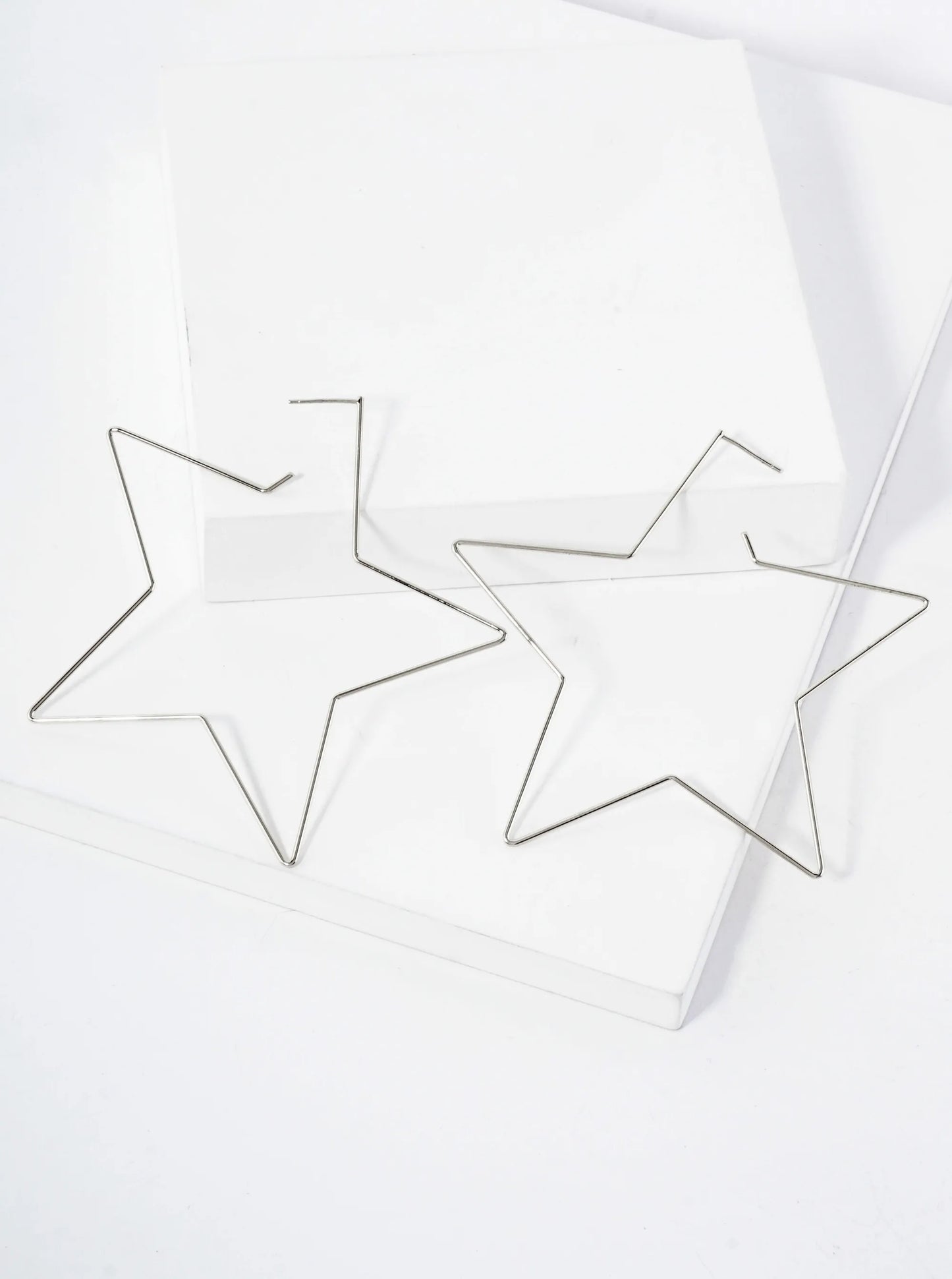 Polished Brass Delicate Star-Shaped 18K-Gold-Dipped 80mm Hoop Earrings