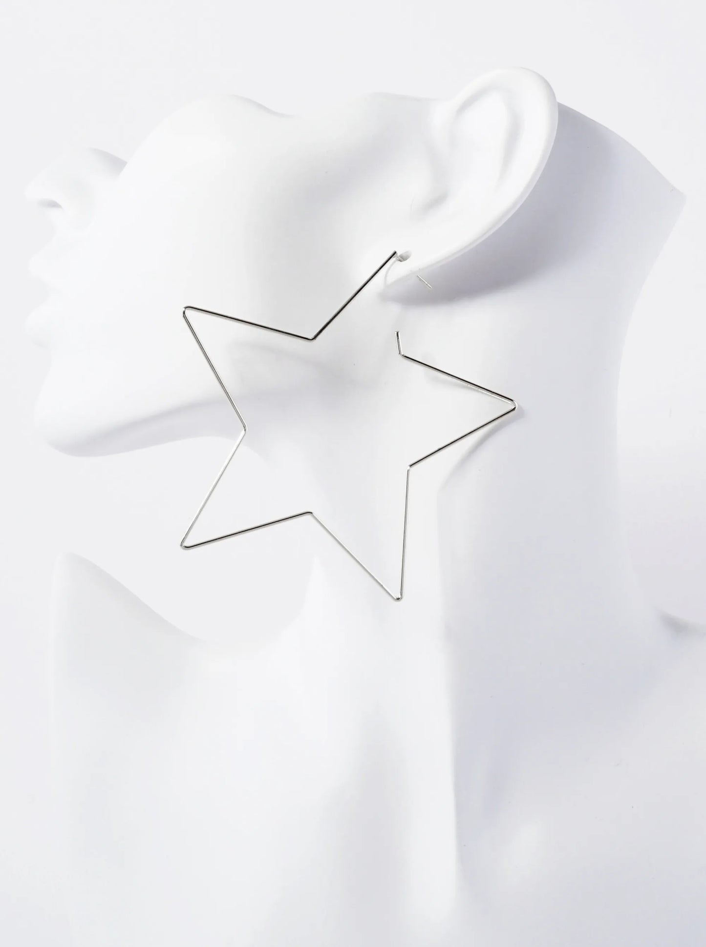 Polished Brass Delicate Star-Shaped 18K-Gold-Dipped 80mm Hoop Earrings