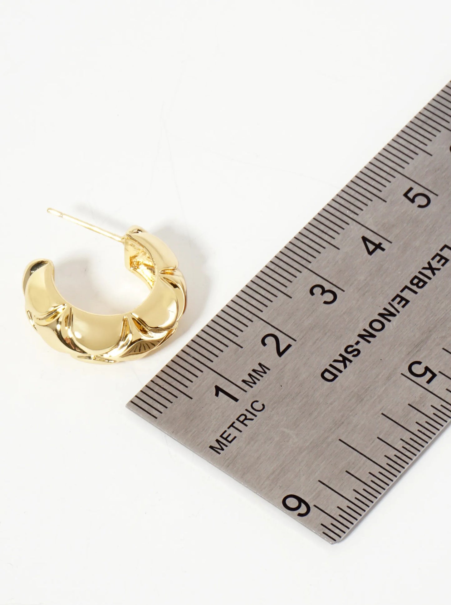 Polished Brass Diamond-Shaped Patterns At-the-Center 20mm 18K-Gold-Dipped Hoop Earrings