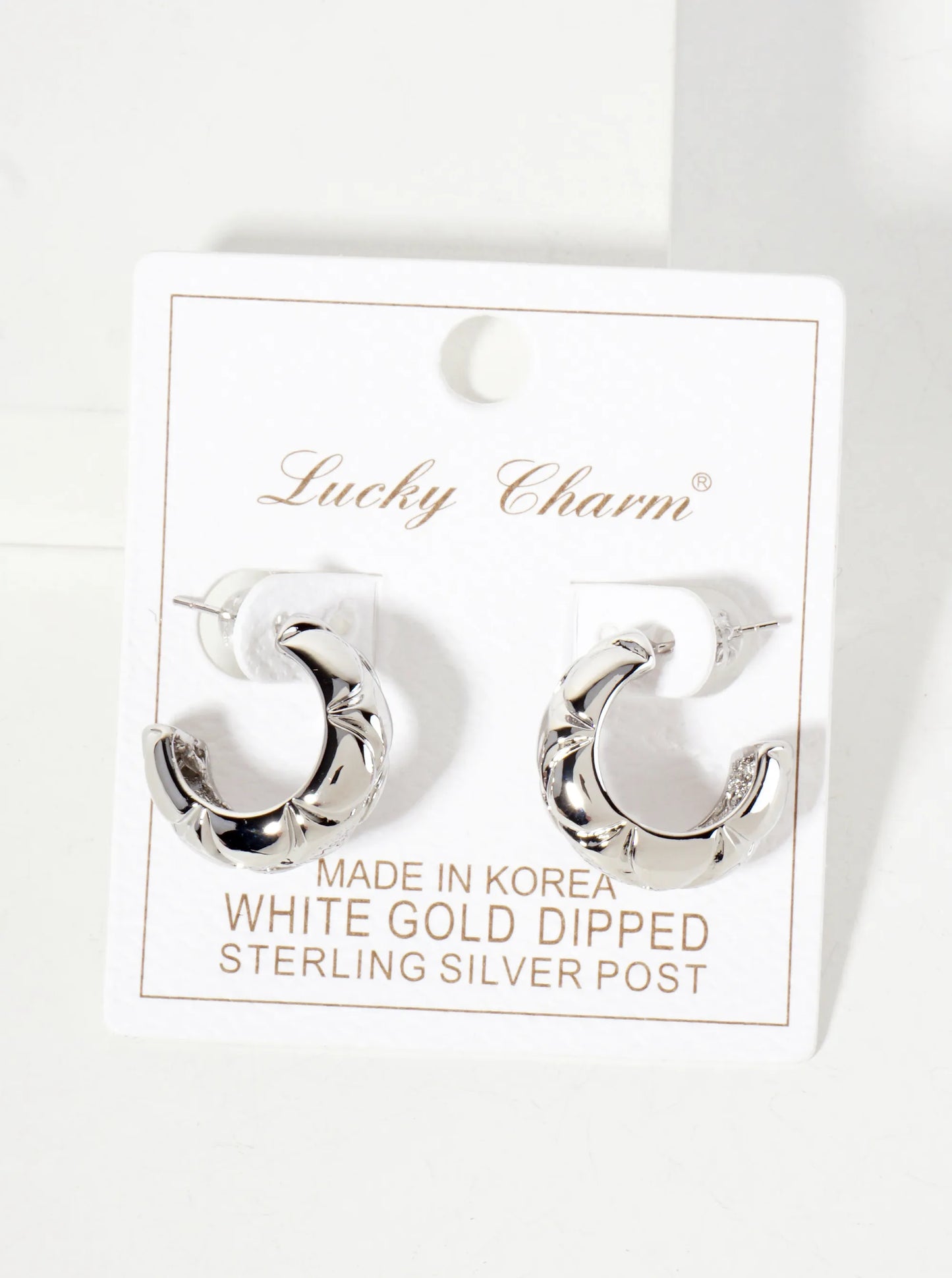 Polished Brass Diamond-Shaped Patterns At-the-Center 20mm 18K-Gold-Dipped Hoop Earrings