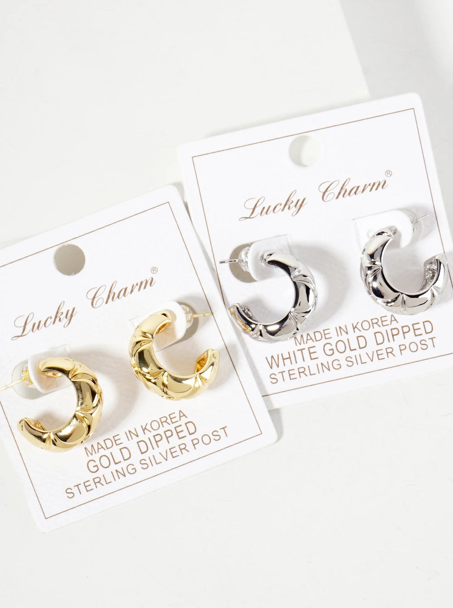 Polished Brass Diamond-Shaped Patterns At-the-Center 20mm 18K-Gold-Dipped Hoop Earrings